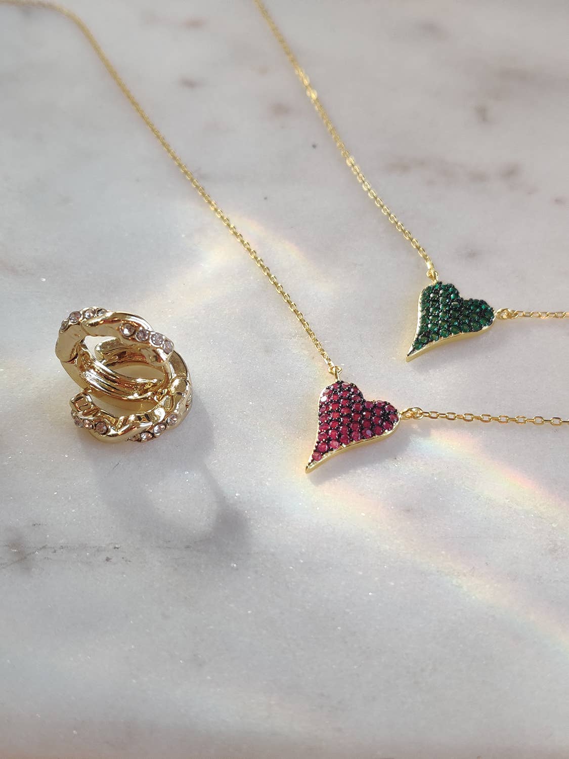 Gold Plated pave heart necklace