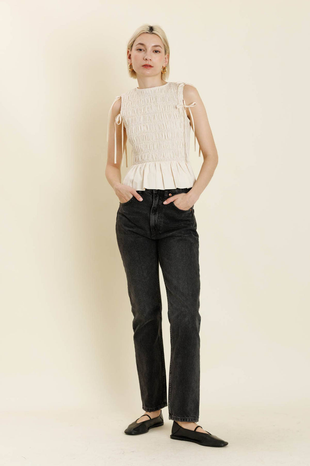 DETACHABLE SLV PEPLUM TOP