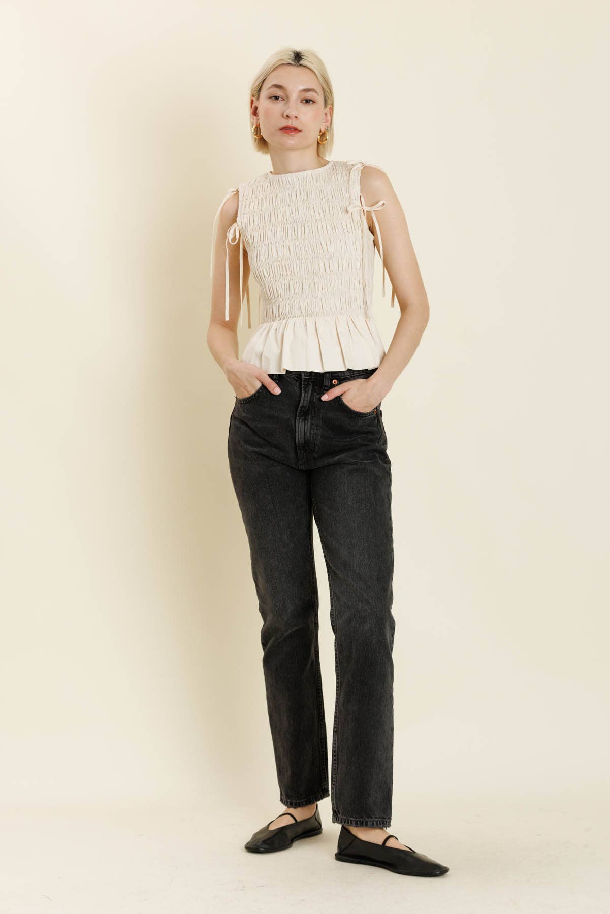 DETACHABLE SLV PEPLUM TOP