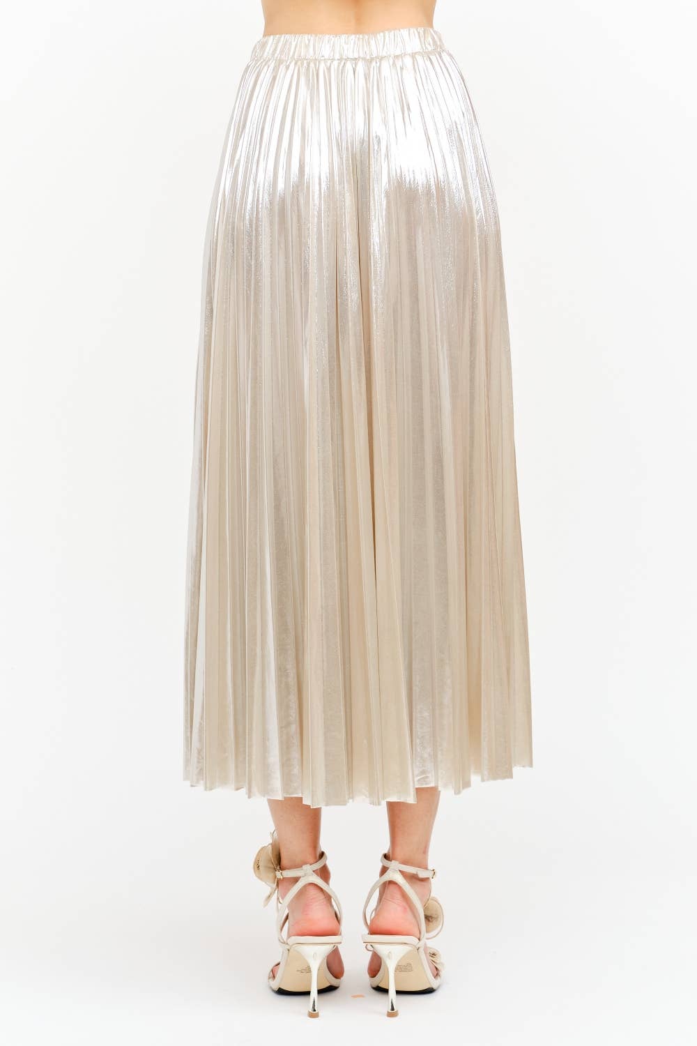 Alessandra Champagne Pleated Skirt