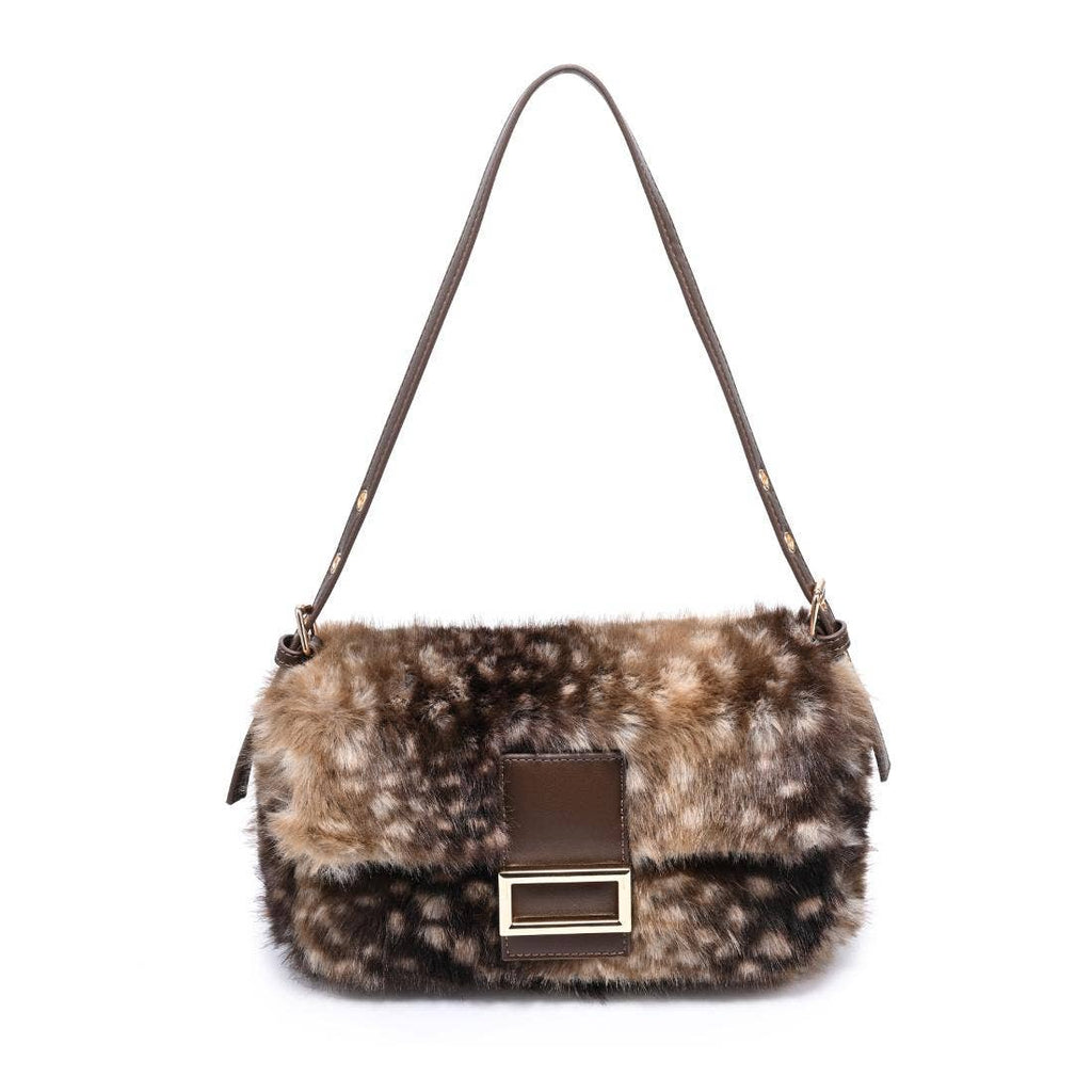 Beverly - Deer Print Faux Fur Crossbody Bag