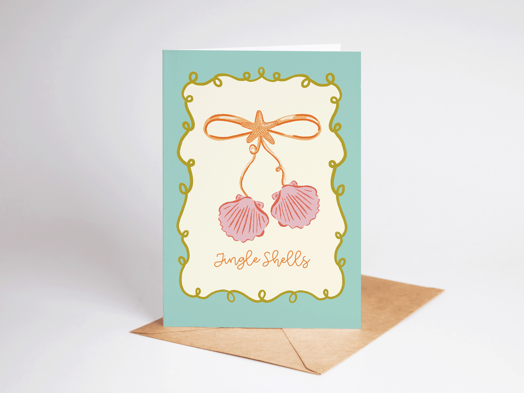 Jingle Shells Beach Coastal Seashell Holiday Greeting Card