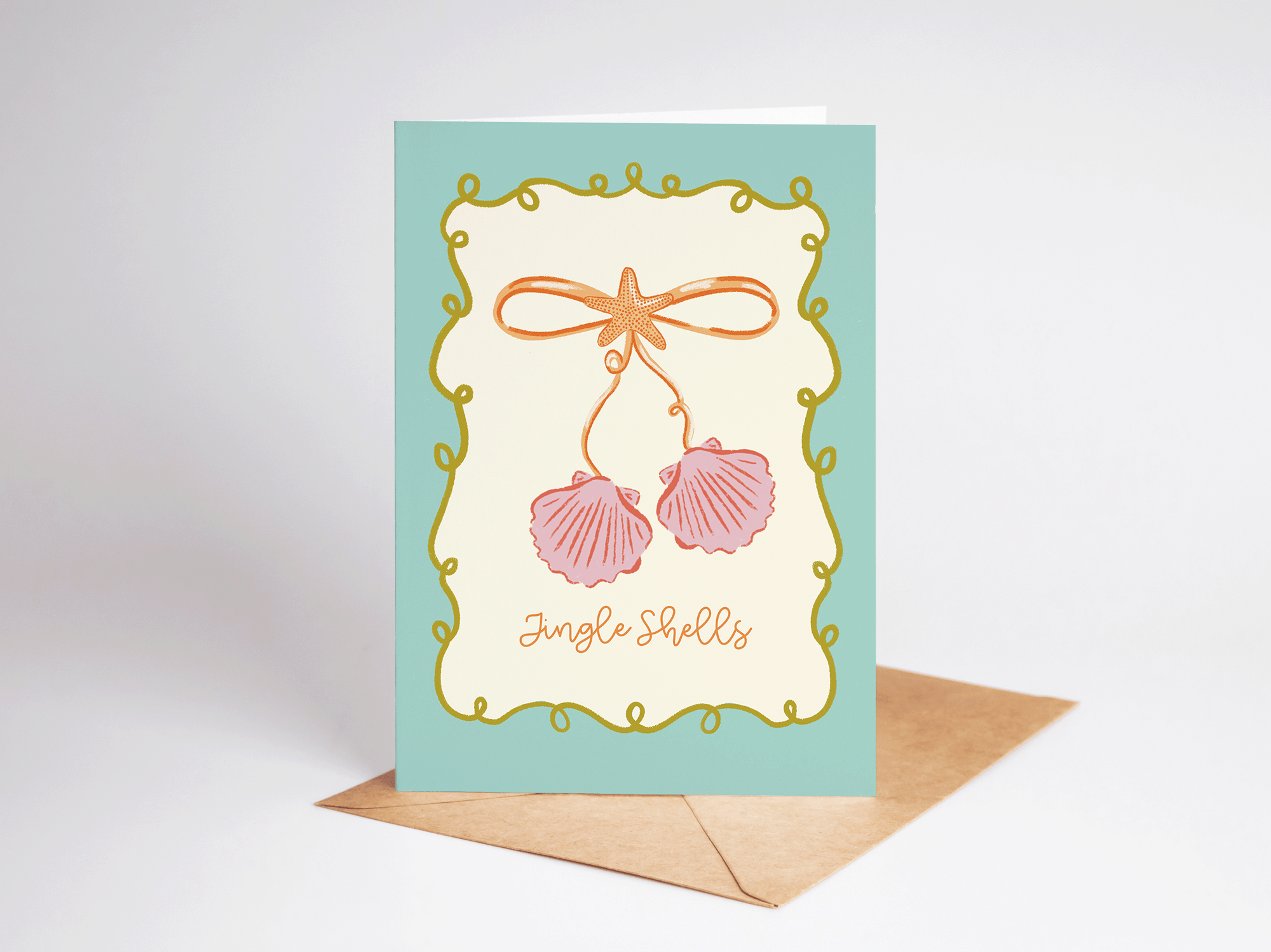 Jingle Shells Beach Coastal Seashell Holiday Greeting Card