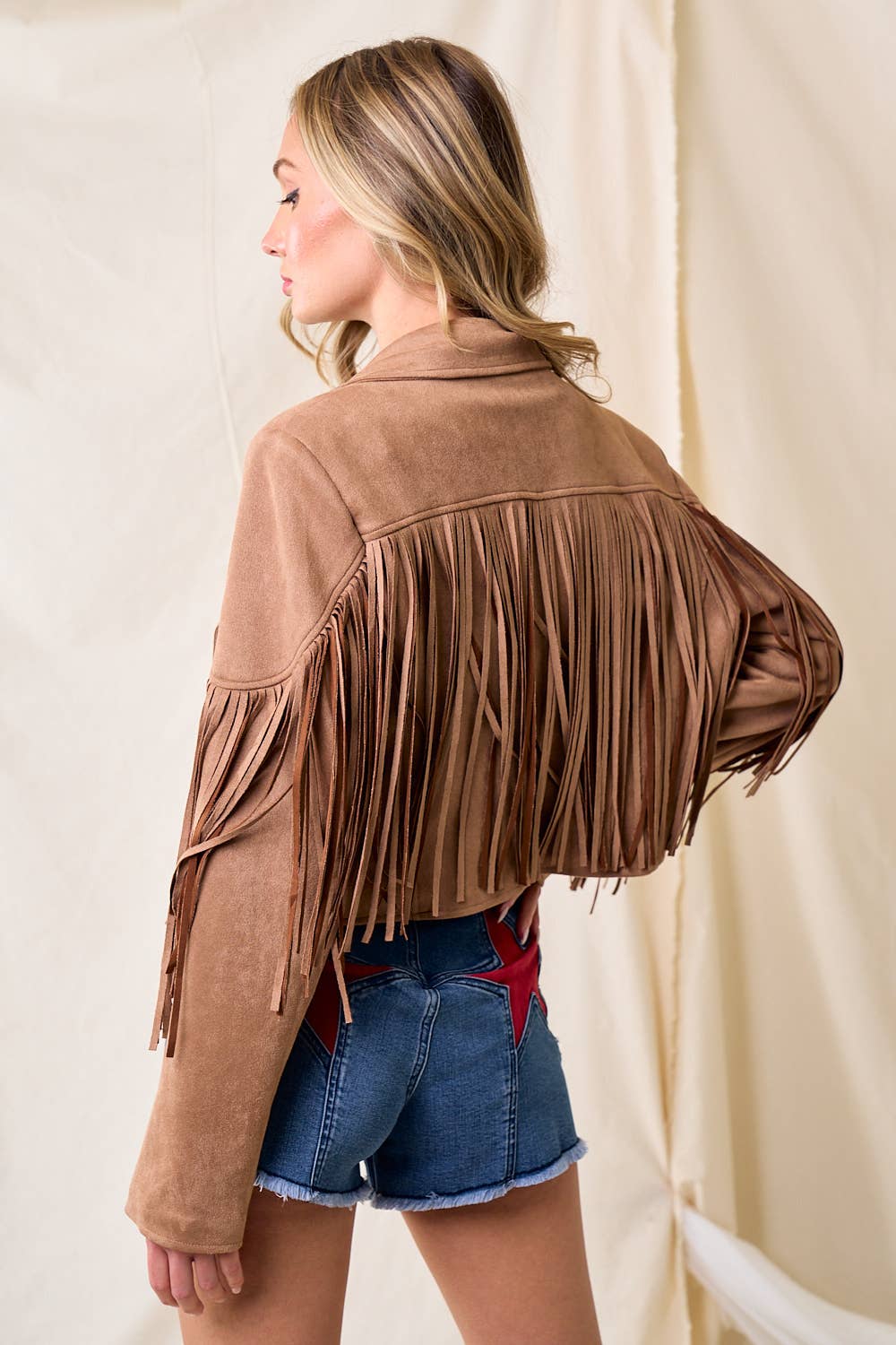 Boho Tan Faux Suede Fringed Western Jacket