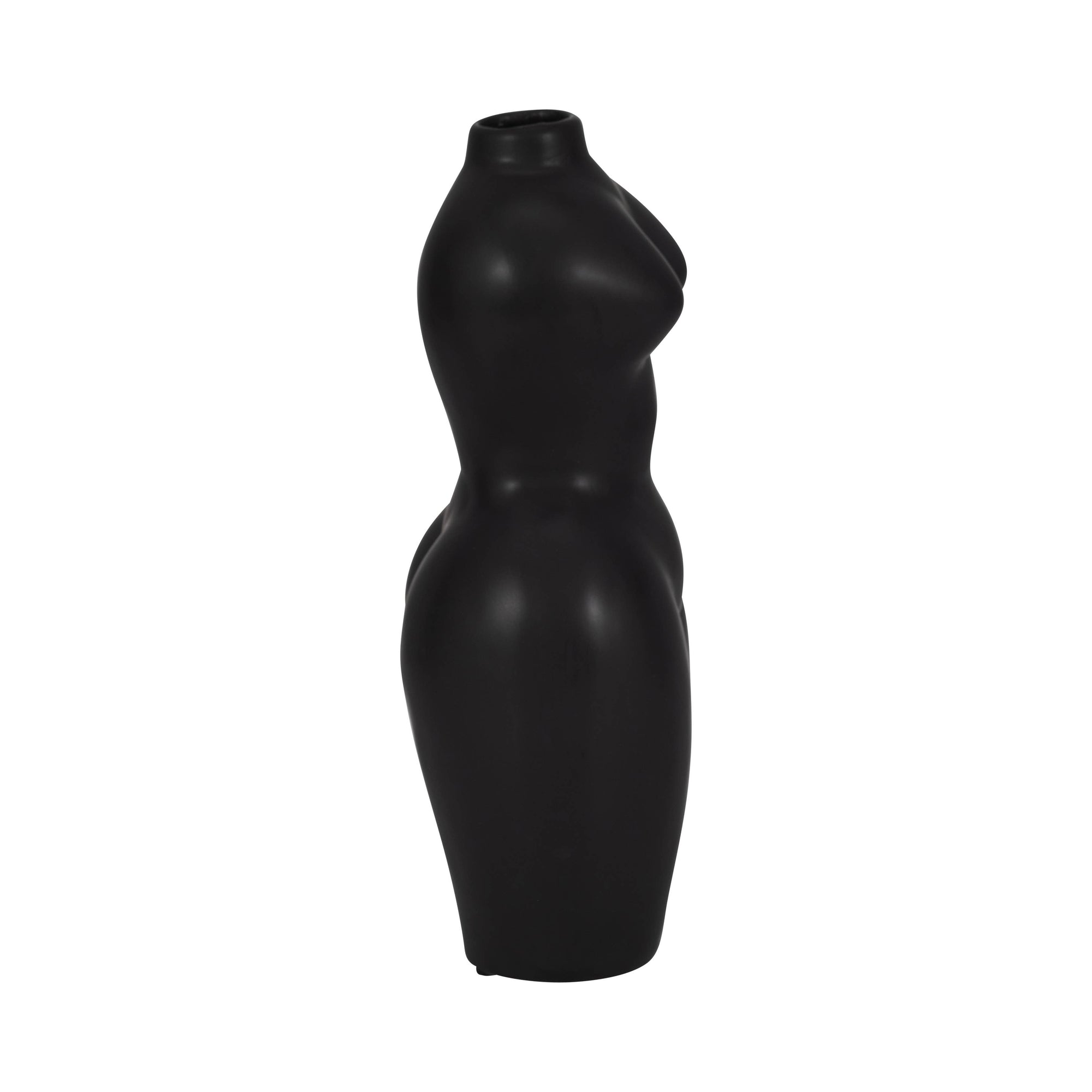Ceramic Modern Woman Body Form Vase - Black, 12 in.