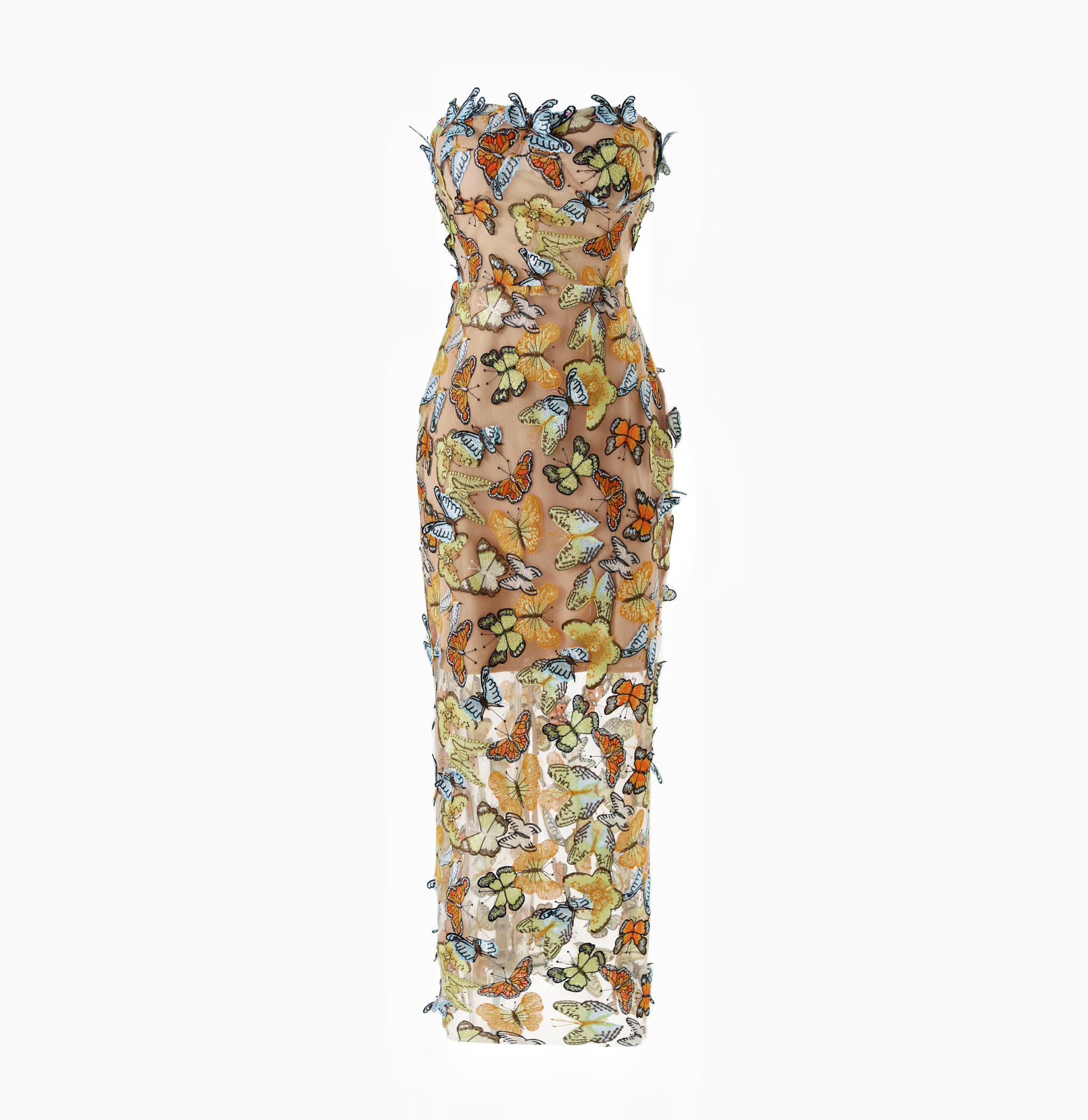 PS12 3D Butterfly Embroidered Strapless Maxi Dress