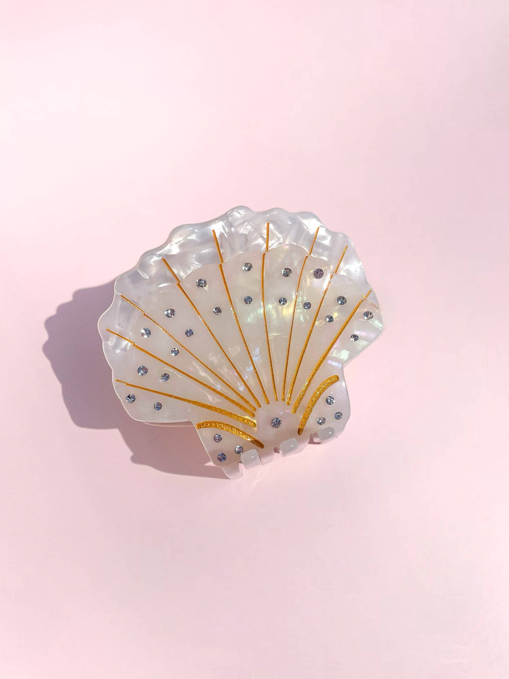 Shell Claw Clip // Cellulose Acetate with Rhinestone detail