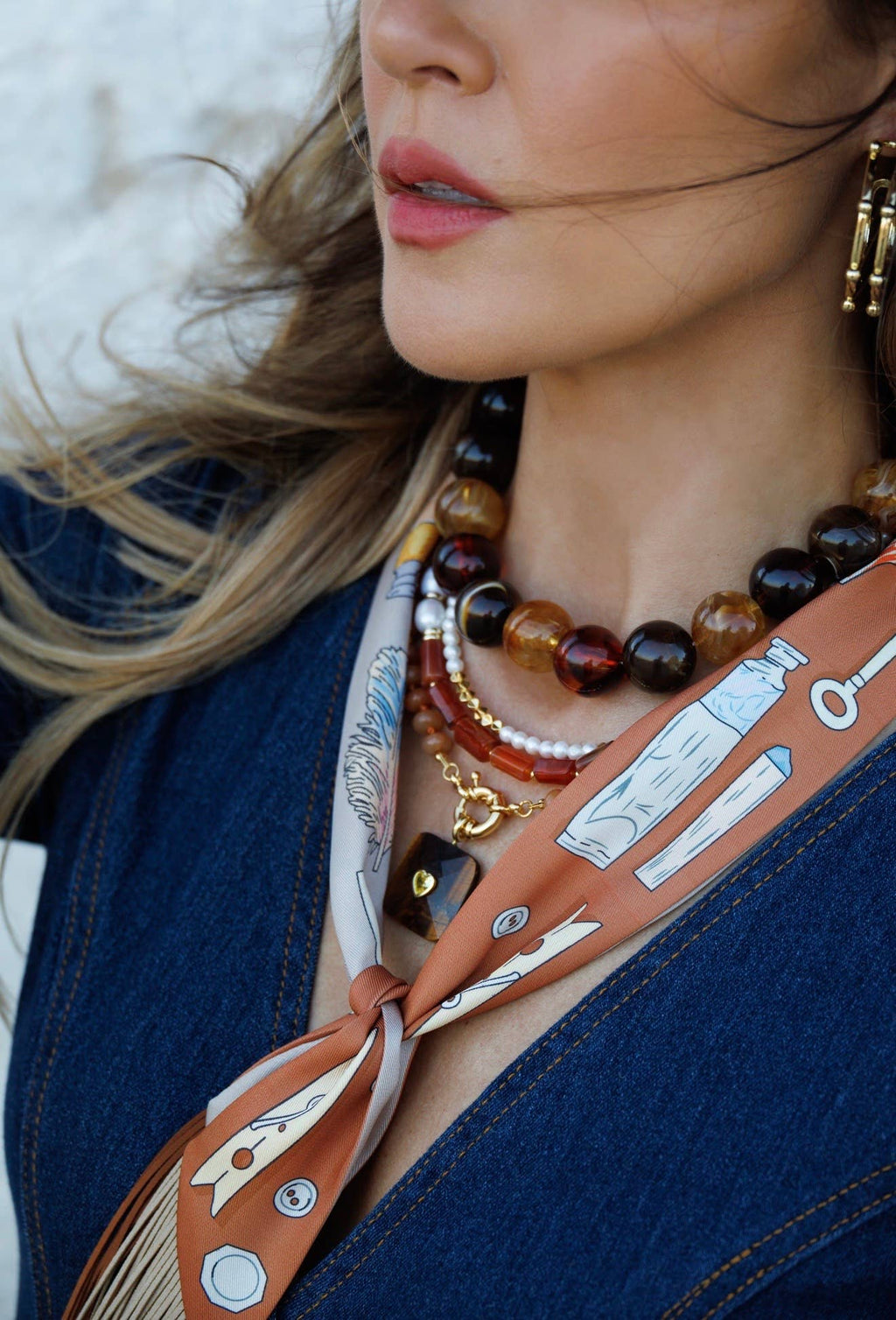 Frilly Scarf with Fringe - D