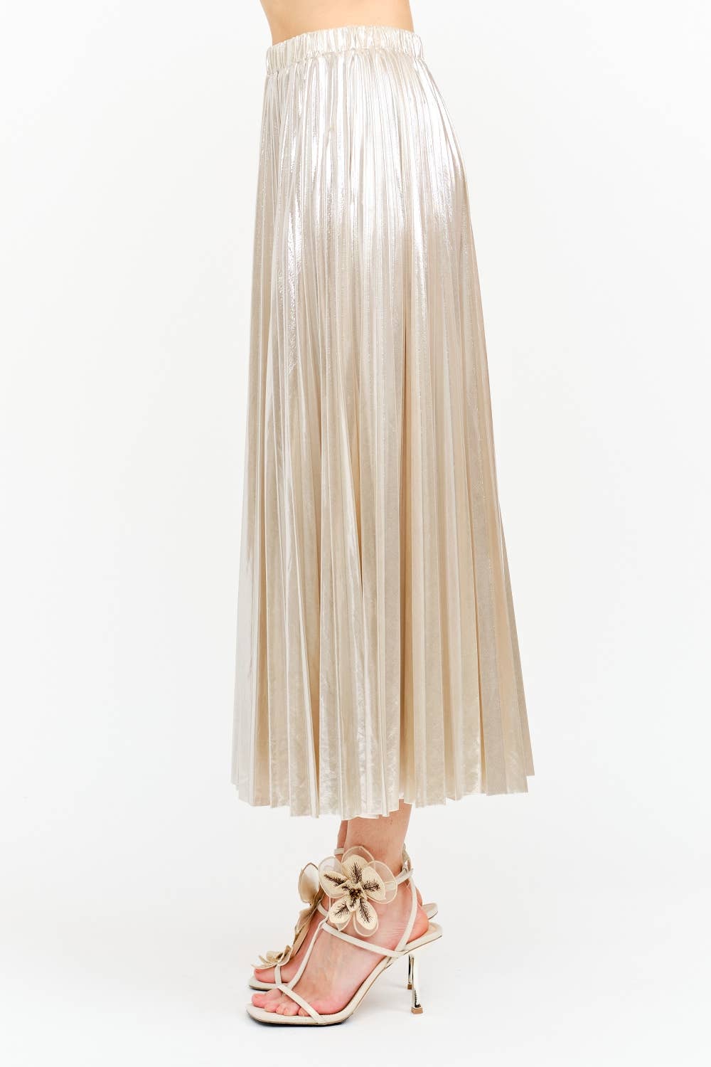 Alessandra Champagne Pleated Skirt