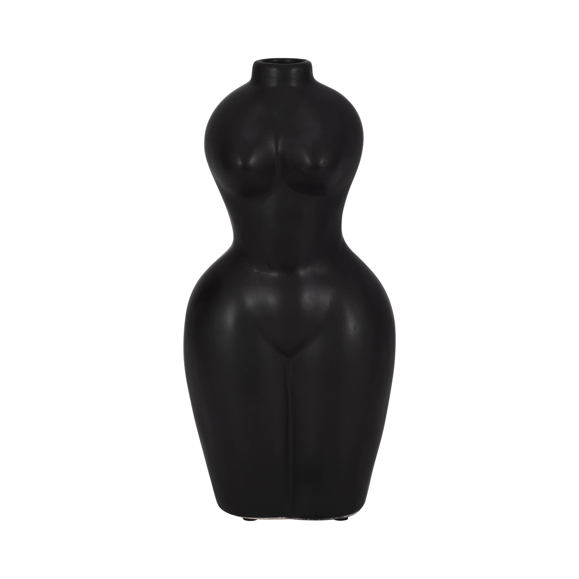 Ceramic Modern Woman Body Form Vase - Black, 12 in.