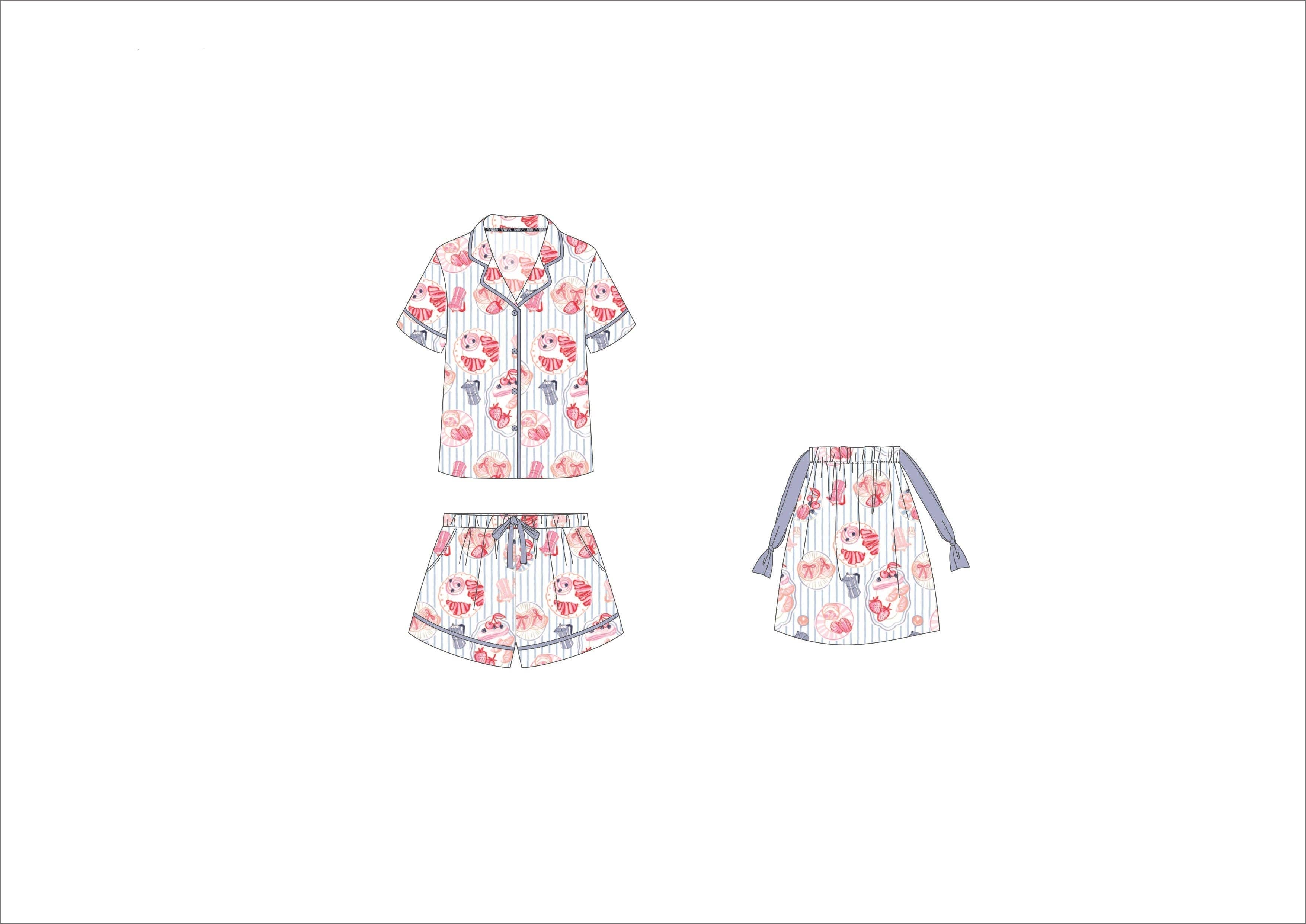 Patisserie Stripe Short Sleeve/Shorts PJ Set