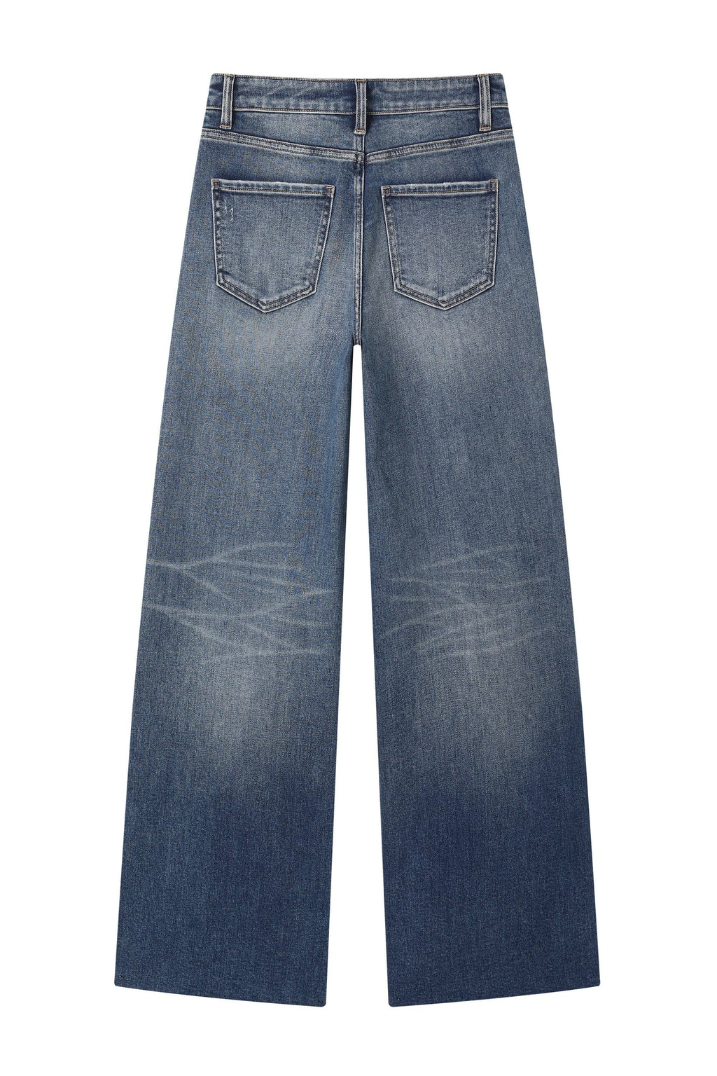 HIGH RISE WIDE LEG DENIM JEANS WITH RAW HEM