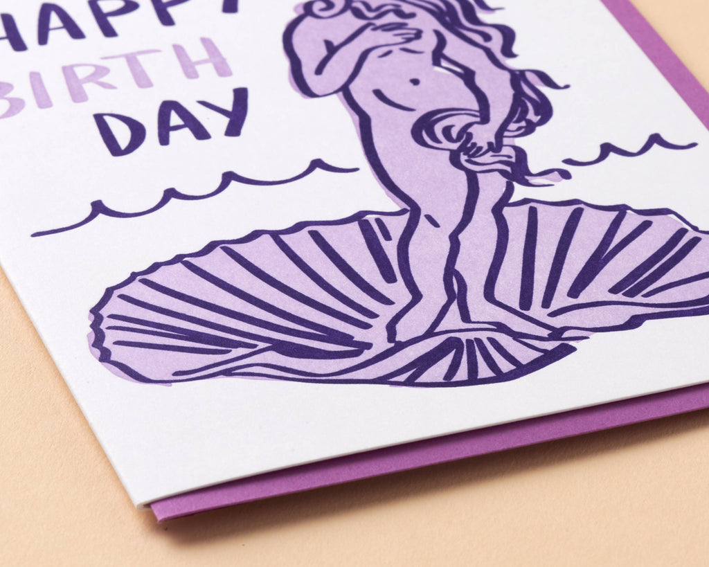 Letterpress Birthday Card—Birth of Venus Day (Art, Funny)
