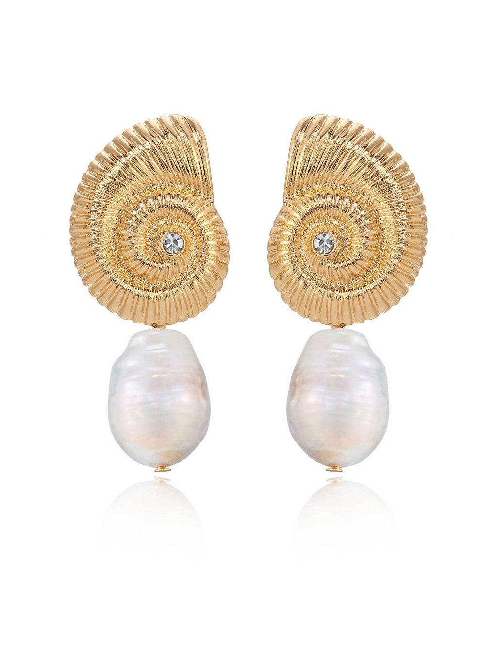 Nautilus Shell Freshwater Pearl Earrings