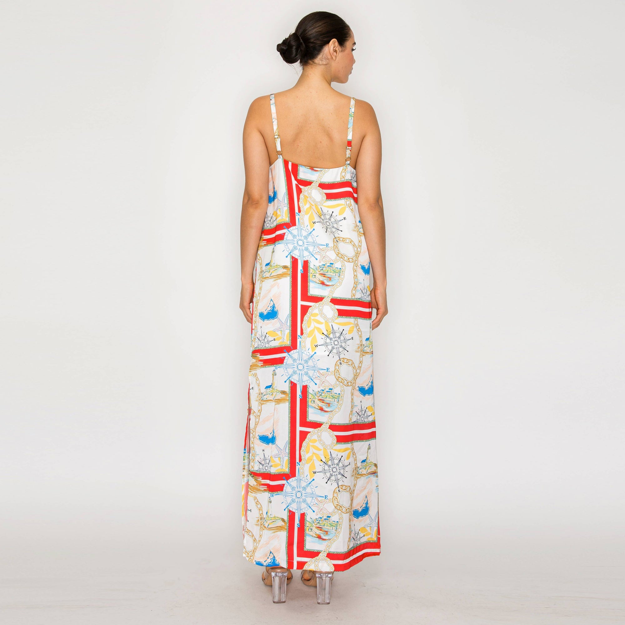 ATLANTIC BREEZE RED Satin Scarf Midi Dress