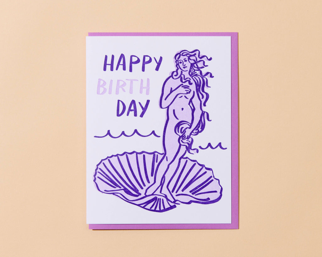Letterpress Birthday Card—Birth of Venus Day (Art, Funny)