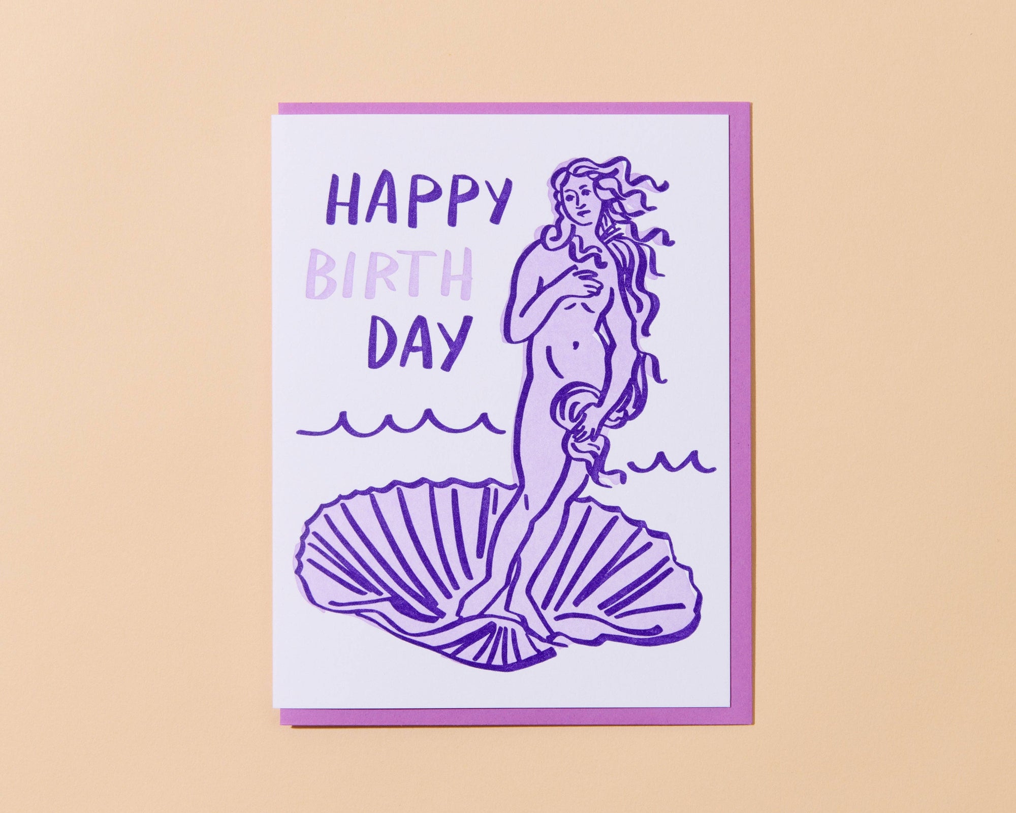 Letterpress Birthday Card—Birth of Venus Day (Art, Funny)