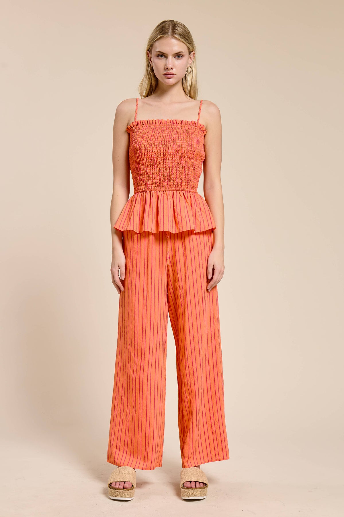 Riviera Smocked Stripe Tank Top