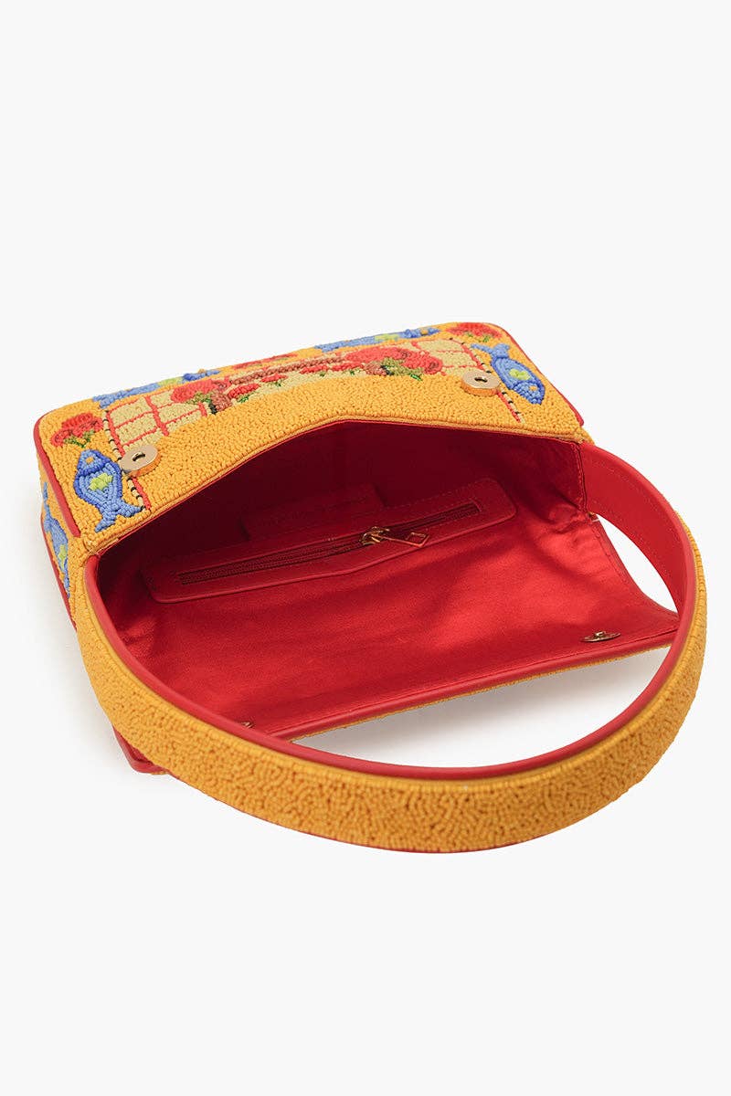 Deep Sea Sardine Beaded Coastal Shoulder Bag