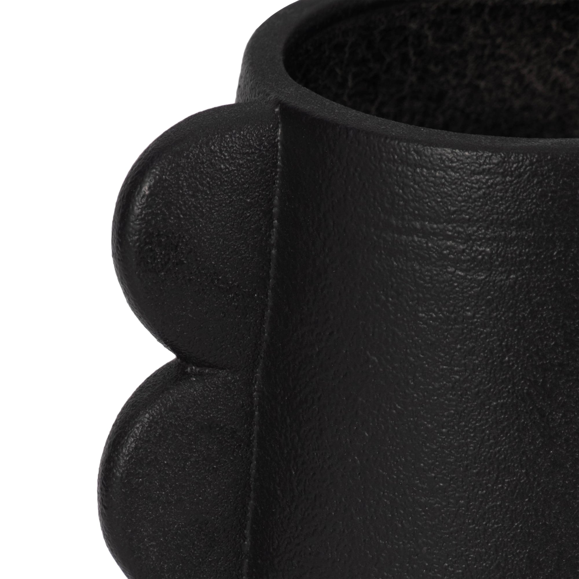 Ceramic Unique Eared Decorative Flower Vase - Black, 8 in.