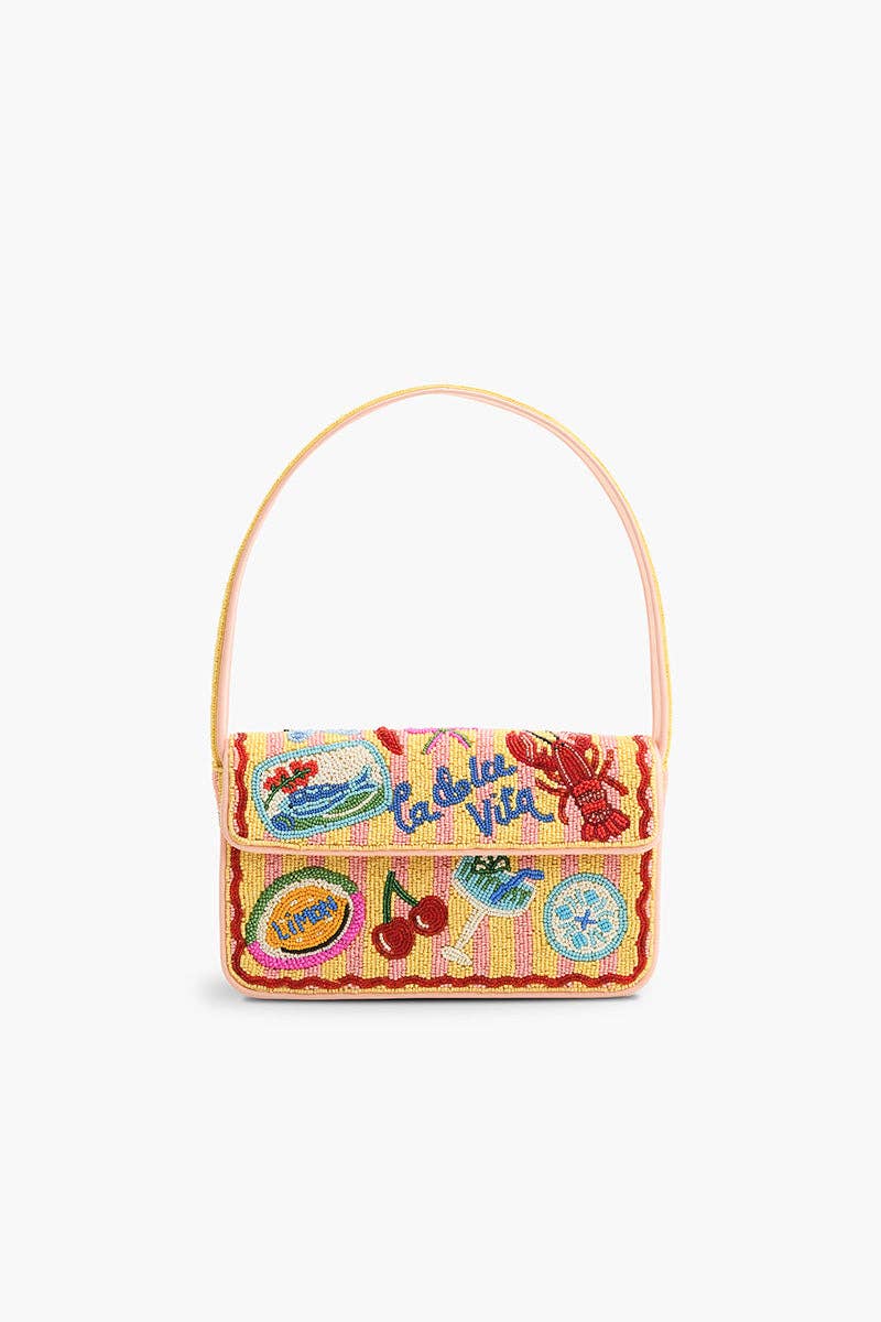 Riviera Chic "La Dolce Vita" Beaded Shoulder Bag