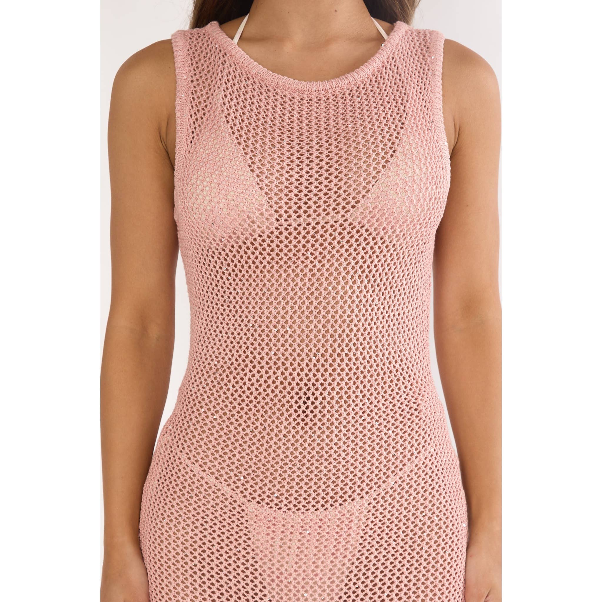 Blush Crochet Cover Up Dress