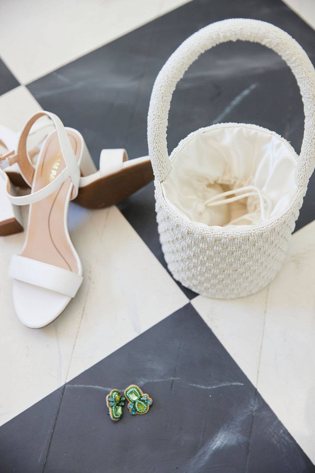 The Saint Tropez - Beaded Bucket Bag in Classic Ivory