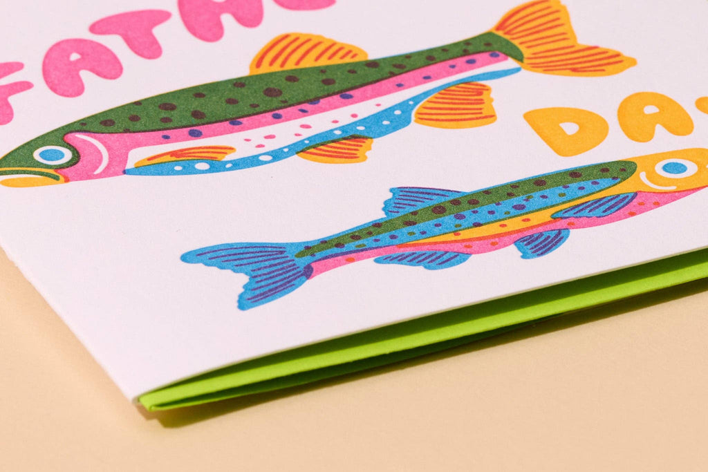 Letterpress Father's Day Card—Rainbow Trout (Fish, Colorful)