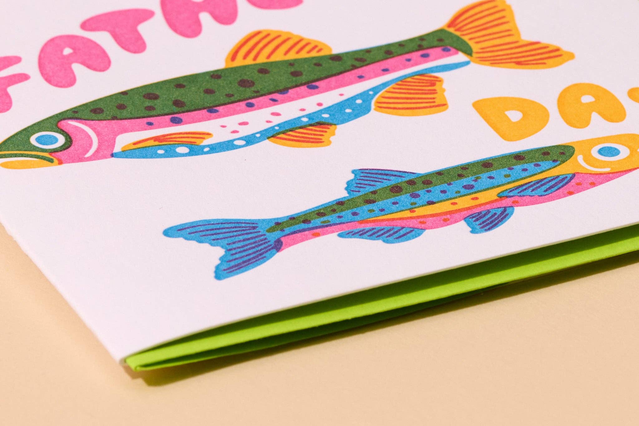 Letterpress Father's Day Card—Rainbow Trout (Fish, Colorful)