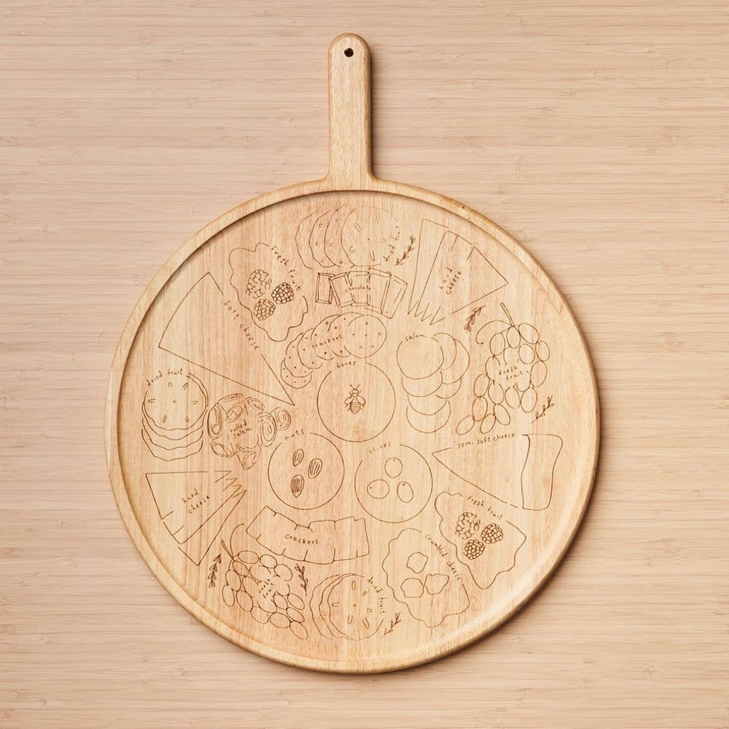 Meg Quinn Cheese Map Board | Round w/ Handle | 22" x 17"