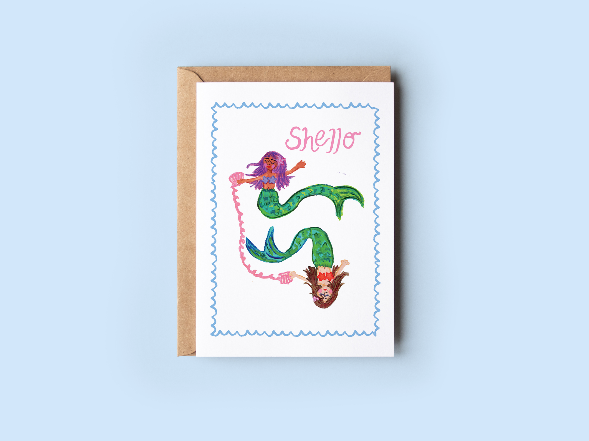 Shello Mermaids Shellphone Beach Coastal Greeting Card