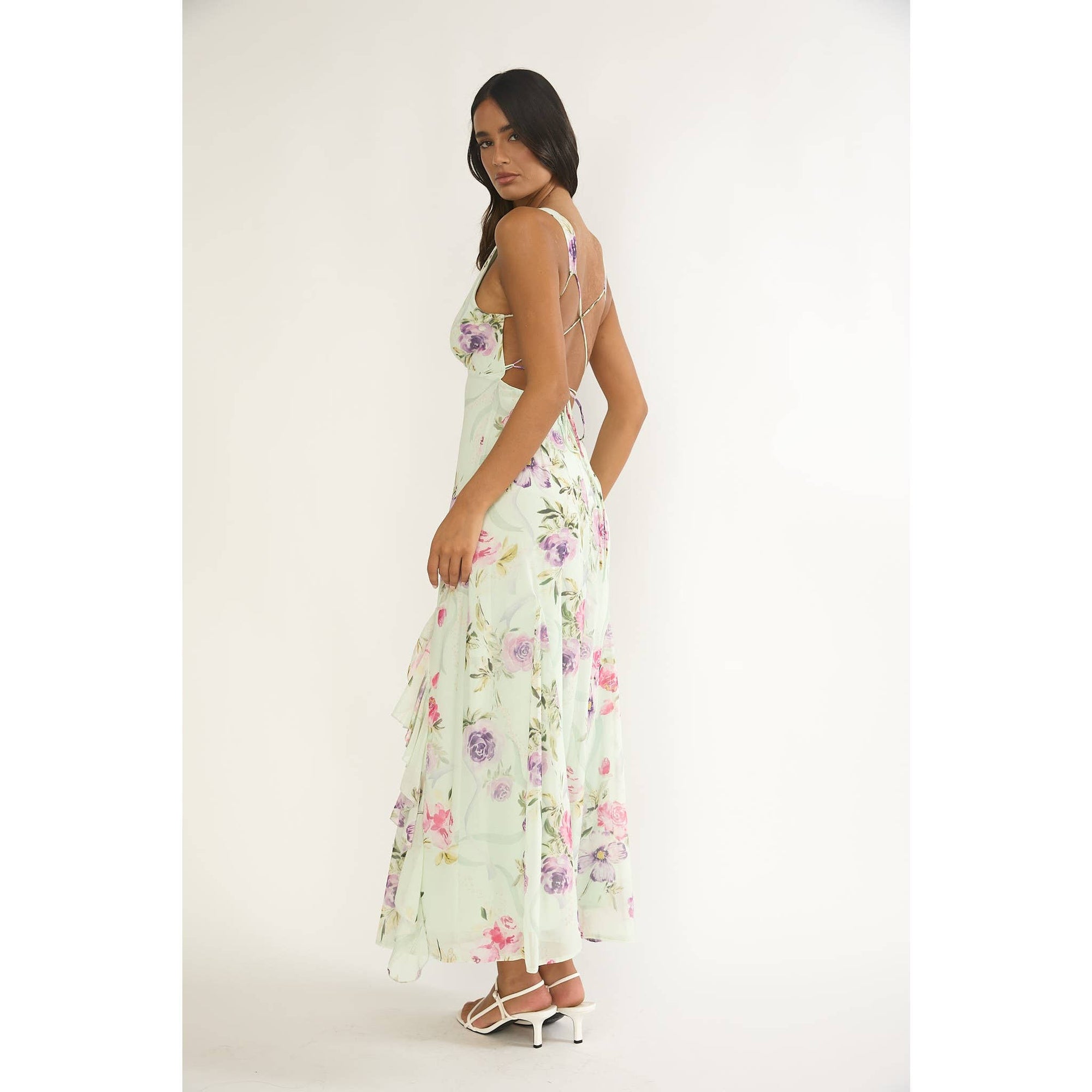 FLORAL BODICE MAXI DRESS