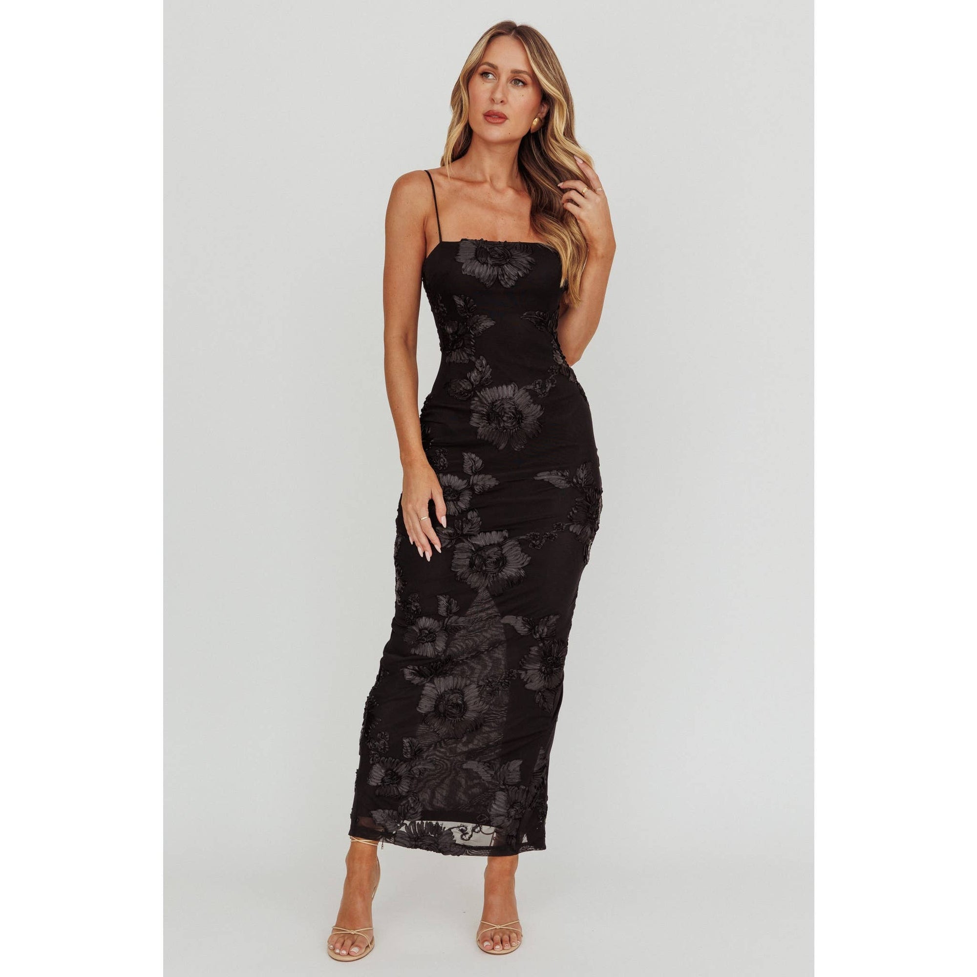 FLORAL BURN OUT MAXI DRESS