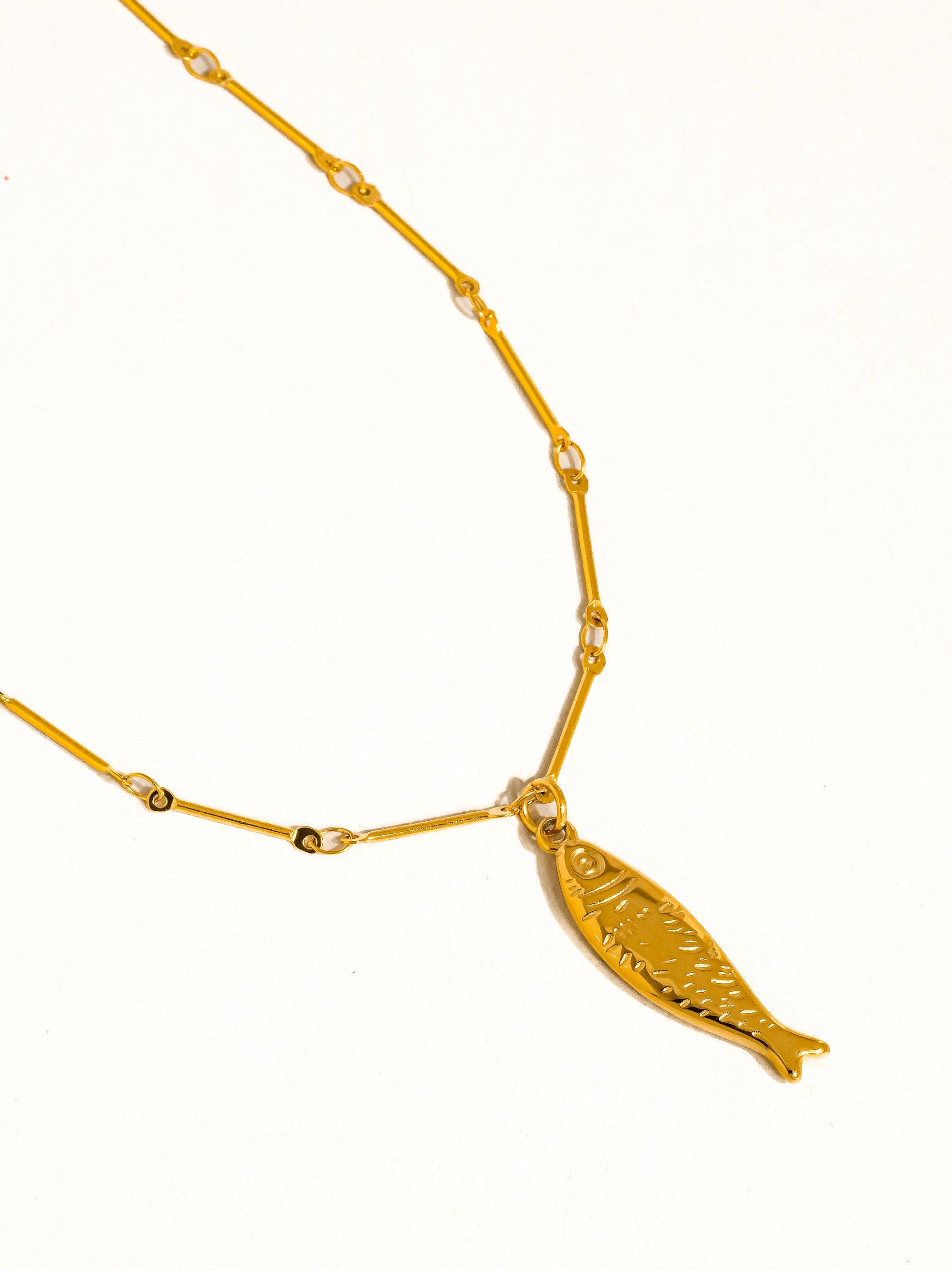 18K Gold Plated Non-Tarnish Sardines Pendant Chain Necklace