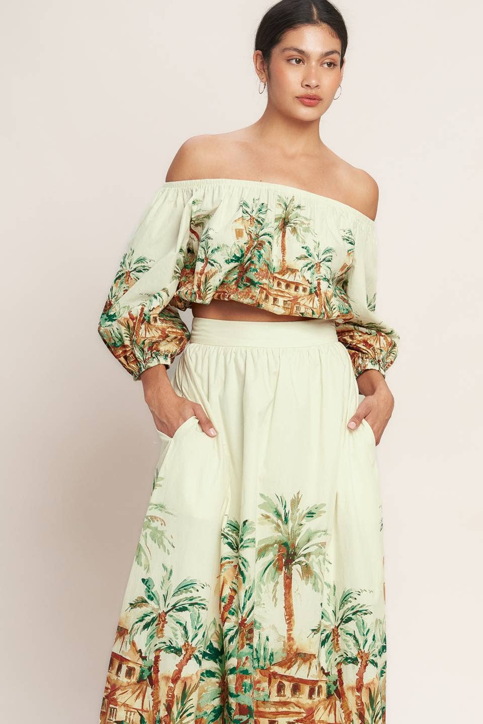 A printed woven crop top