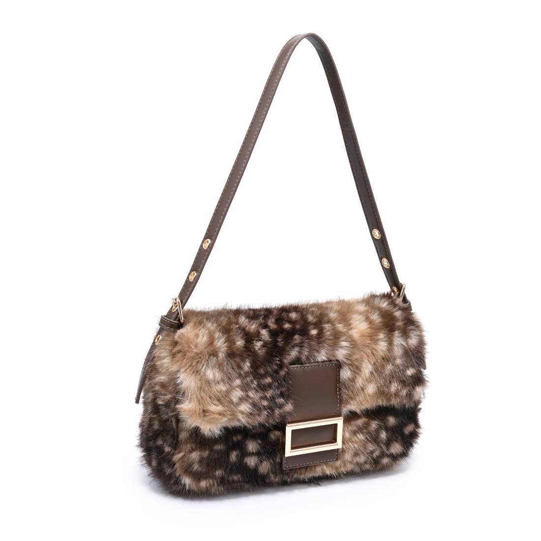 Beverly - Deer Print Faux Fur Crossbody Bag