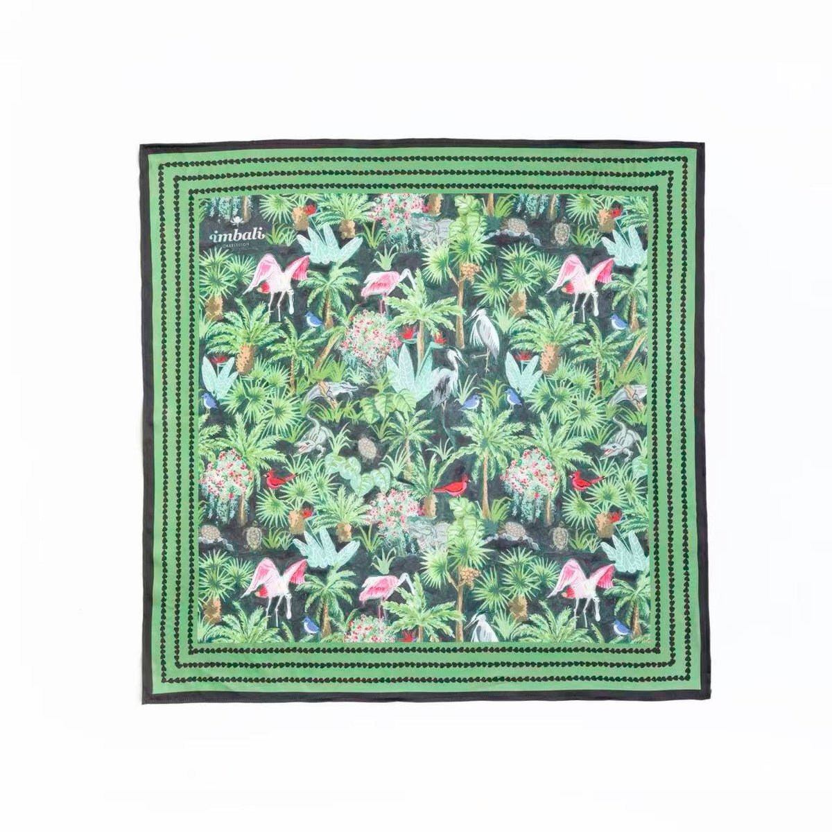 Mystic Marsh Scarf 25x25" - Hand-Painted Southern Wildlife