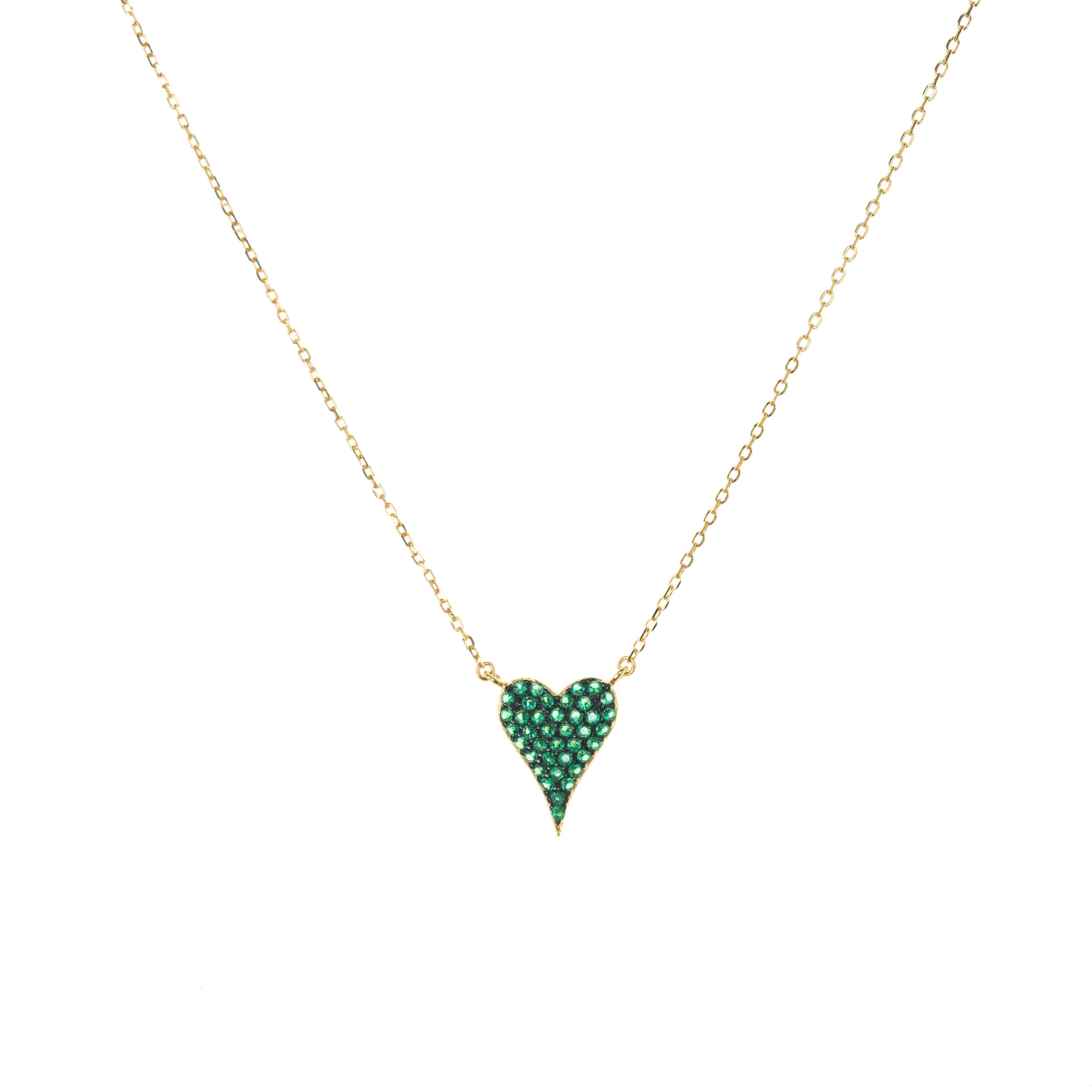 Gold Plated pave heart necklace