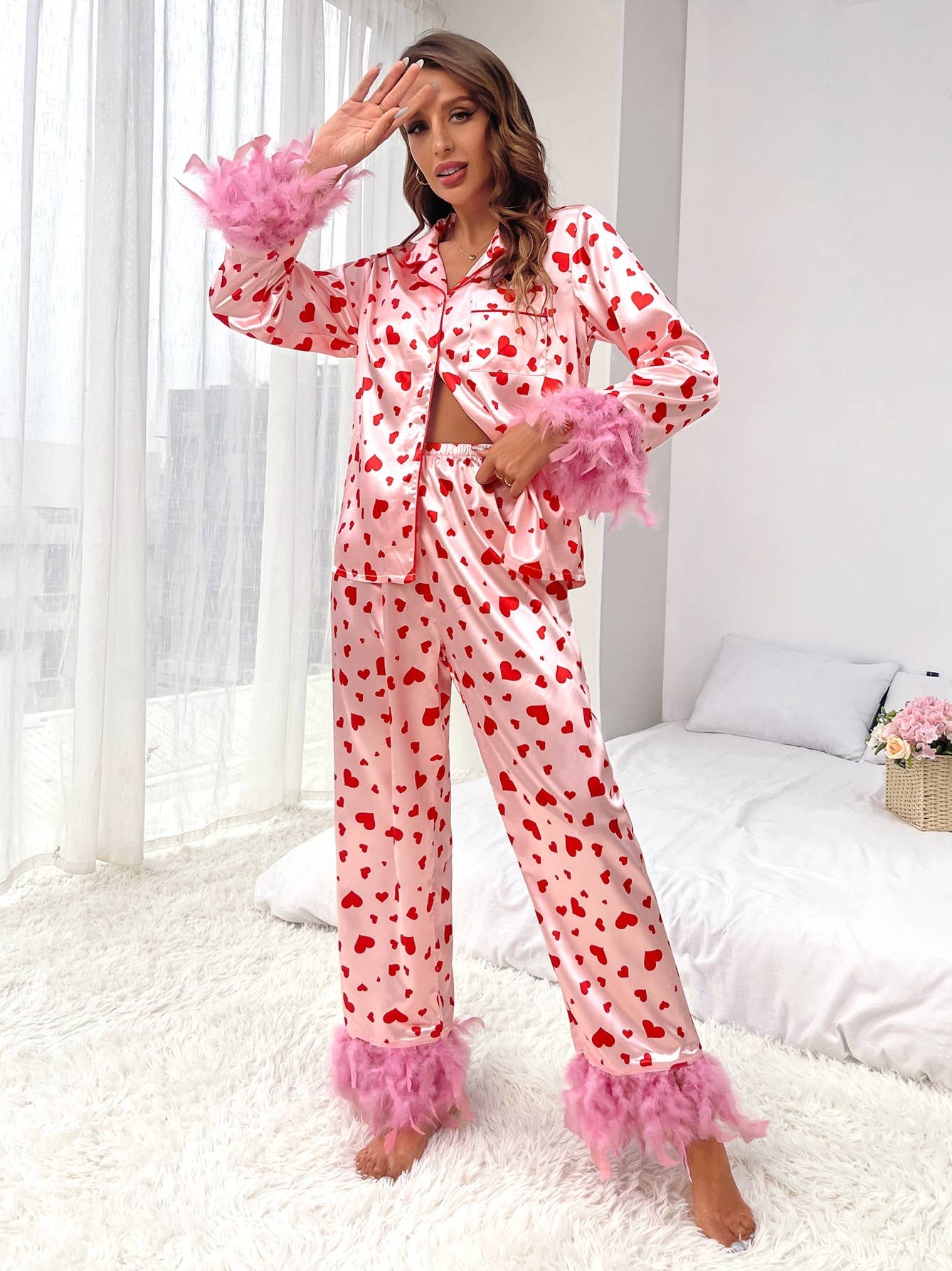 Women's Valentine's Day Love heart romantic pajamas set