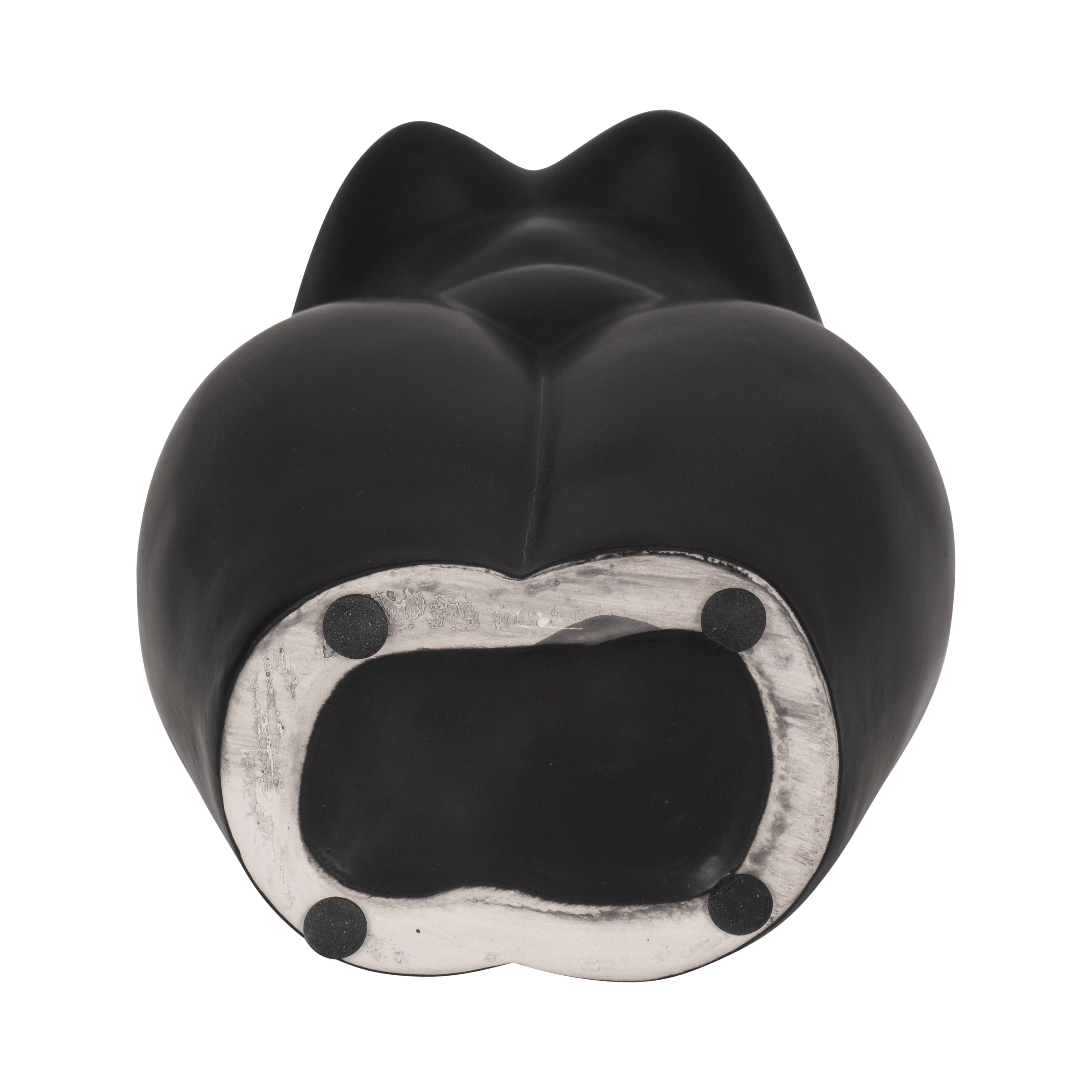 Ceramic Modern Woman Body Form Vase - Black, 12 in.
