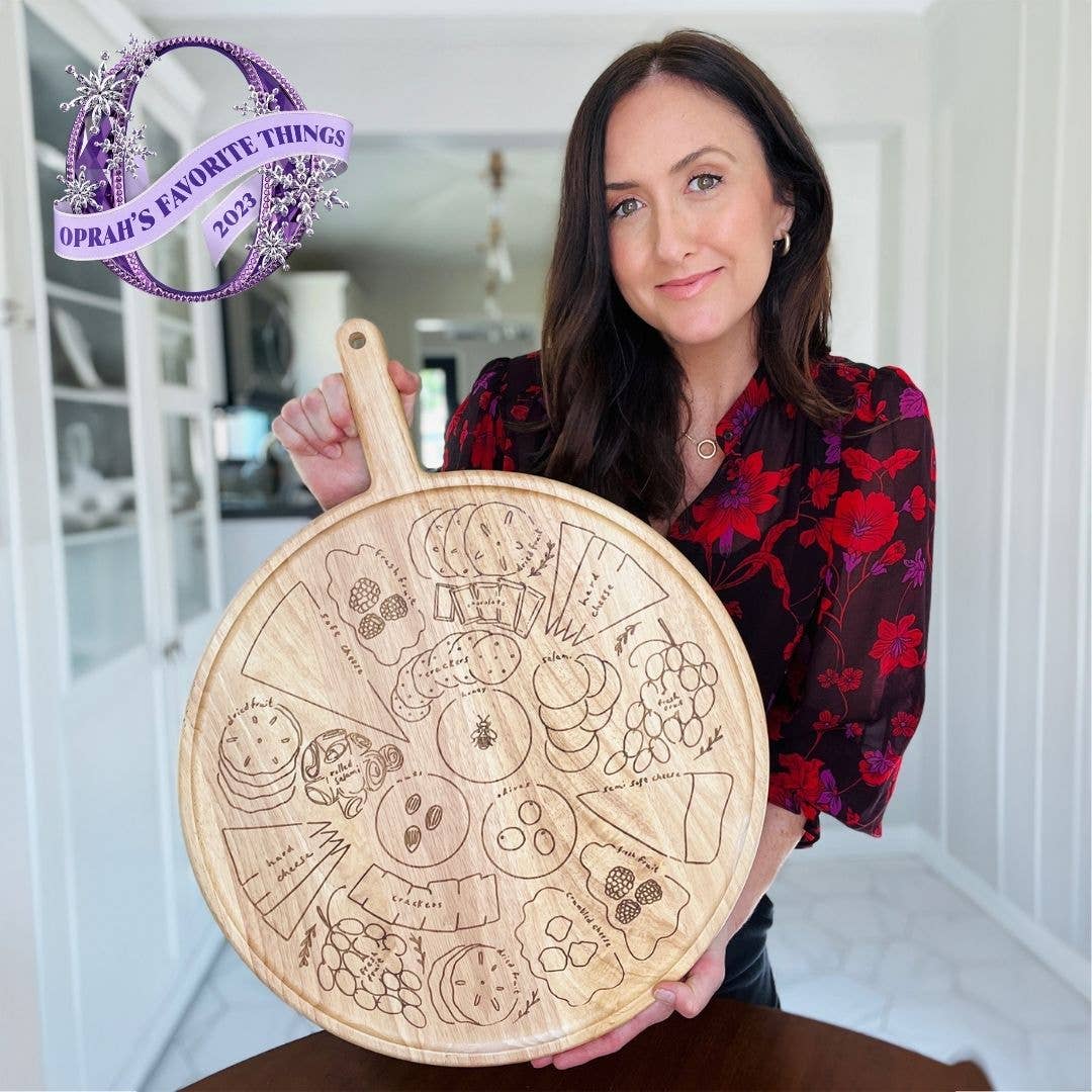 Meg Quinn Cheese Map Board | Round w/ Handle | 22" x 17"