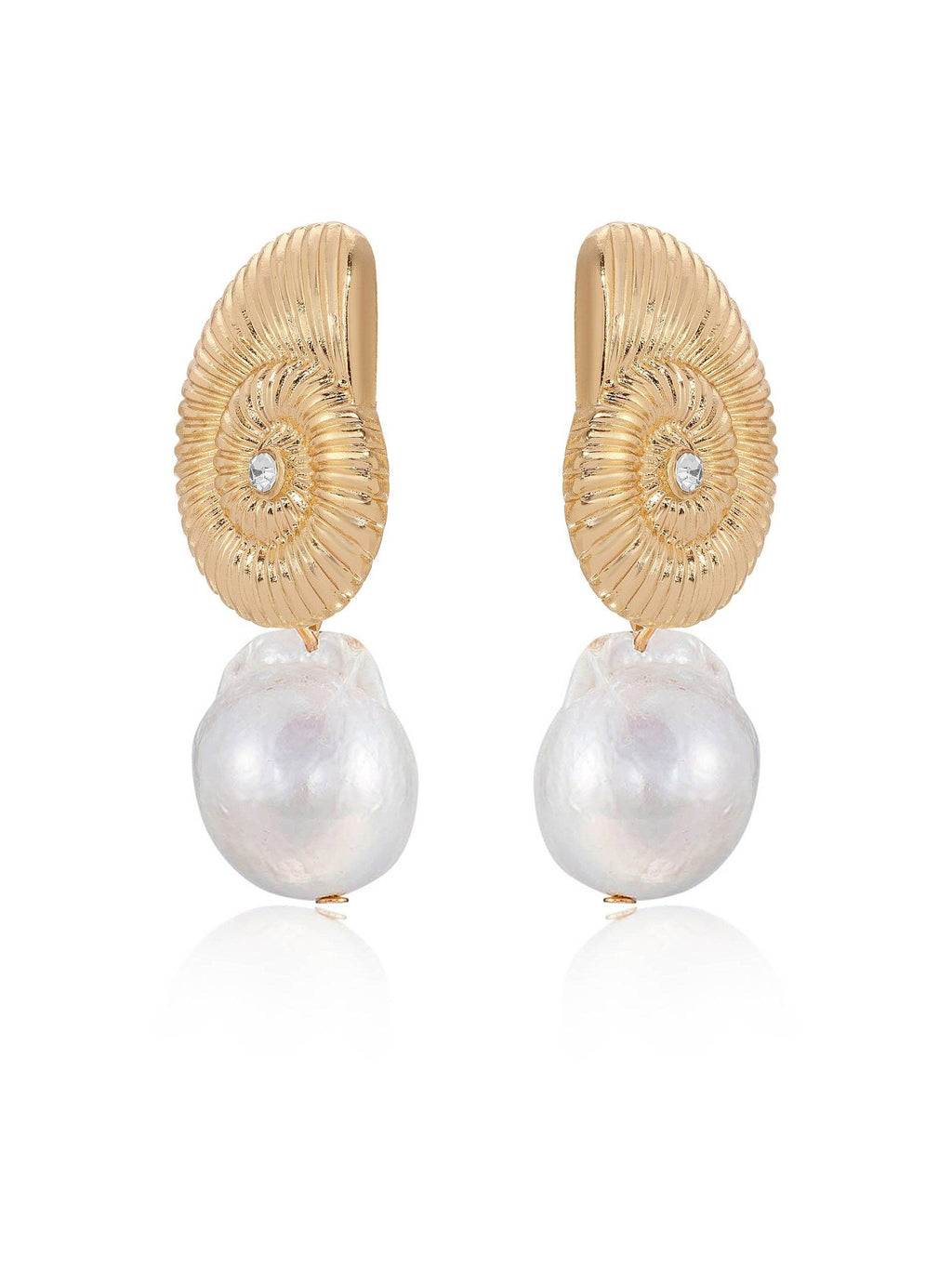 Nautilus Shell Freshwater Pearl Earrings