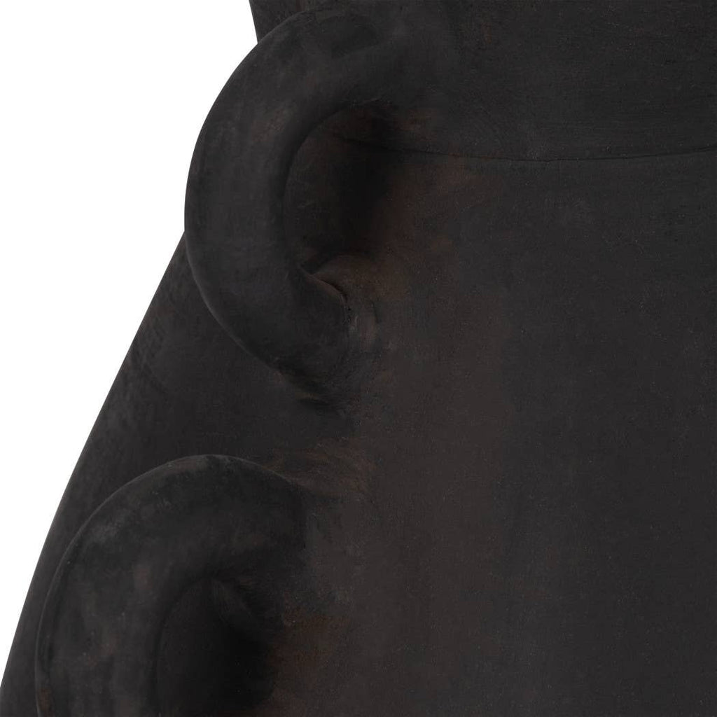 Ceramic Tall Flower Vase with 4 Handles - Black, 13 in.
