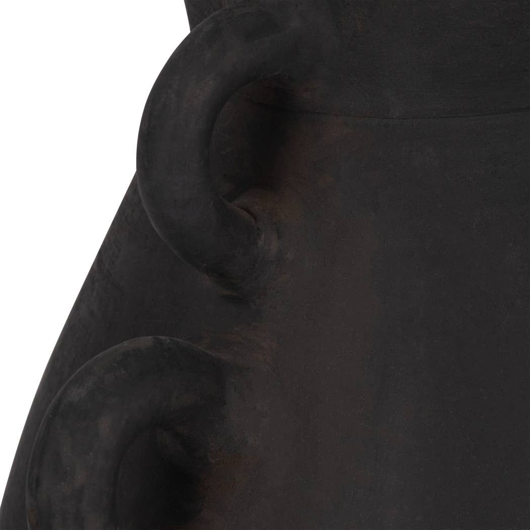 Ceramic Tall Flower Vase with 4 Handles - Black, 13 in.
