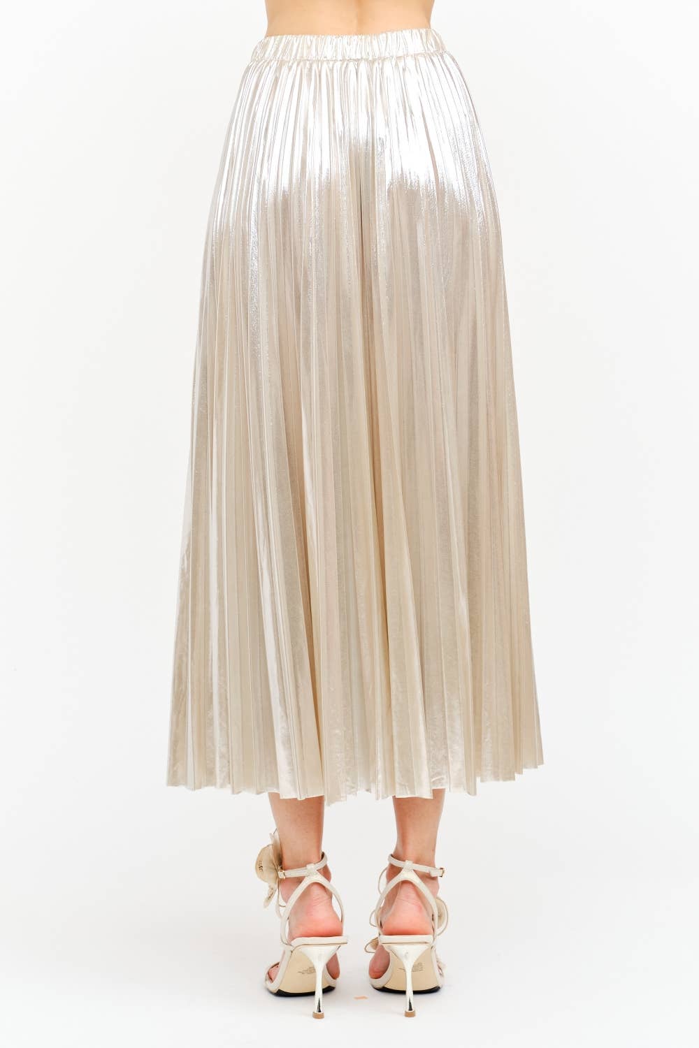 Alessandra Champagne Pleated Skirt