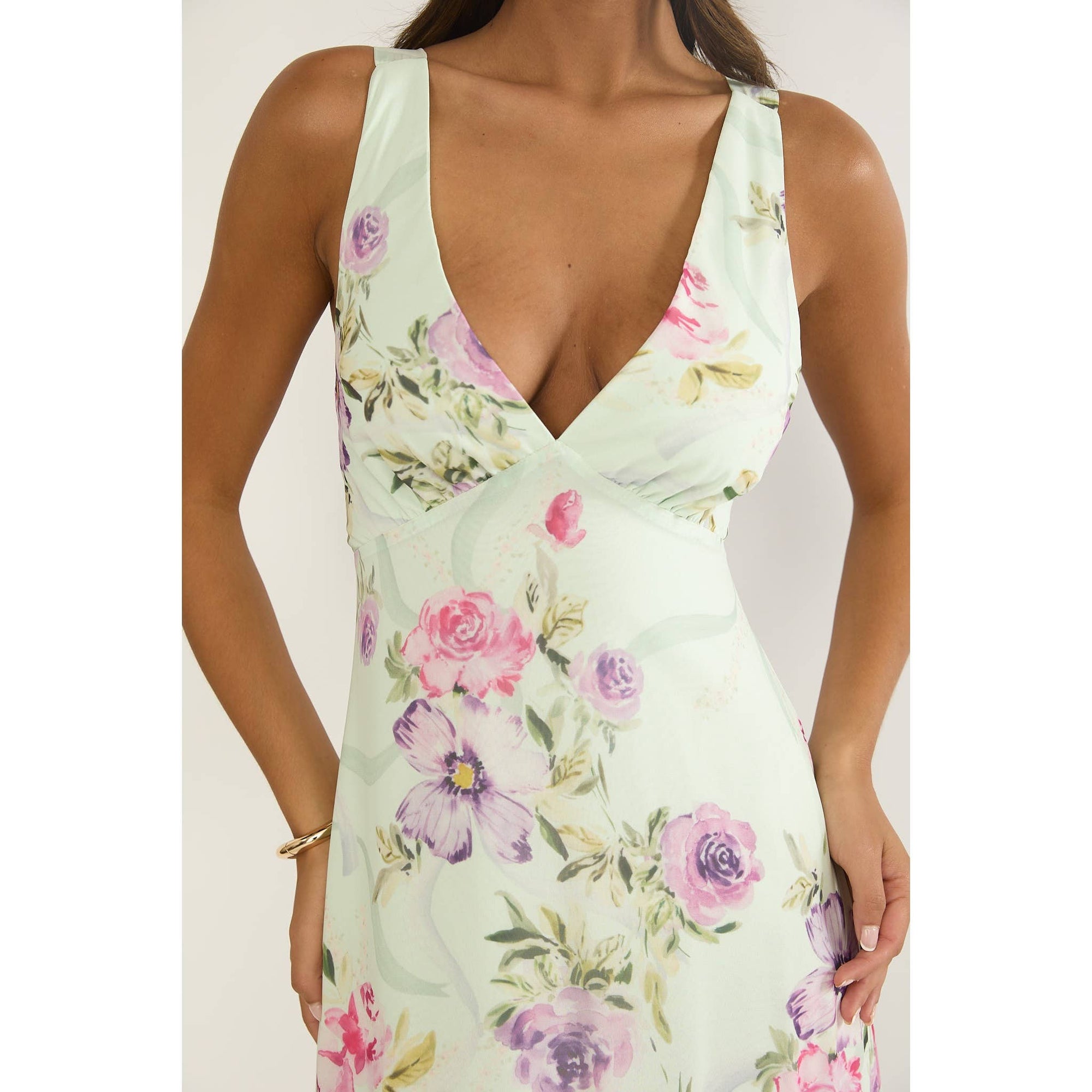 FLORAL BODICE MAXI DRESS