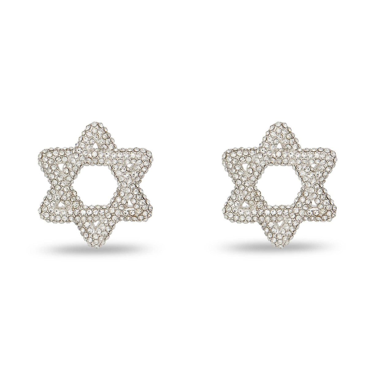 SILVER PAVE STAR OF DAVID EARRINGS