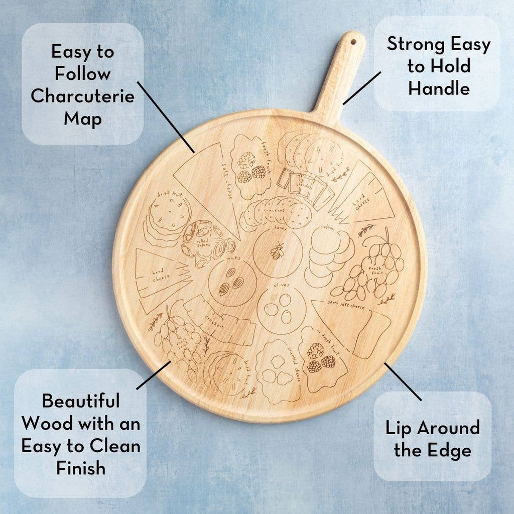 Meg Quinn Cheese Map Board | Round w/ Handle | 22" x 17"