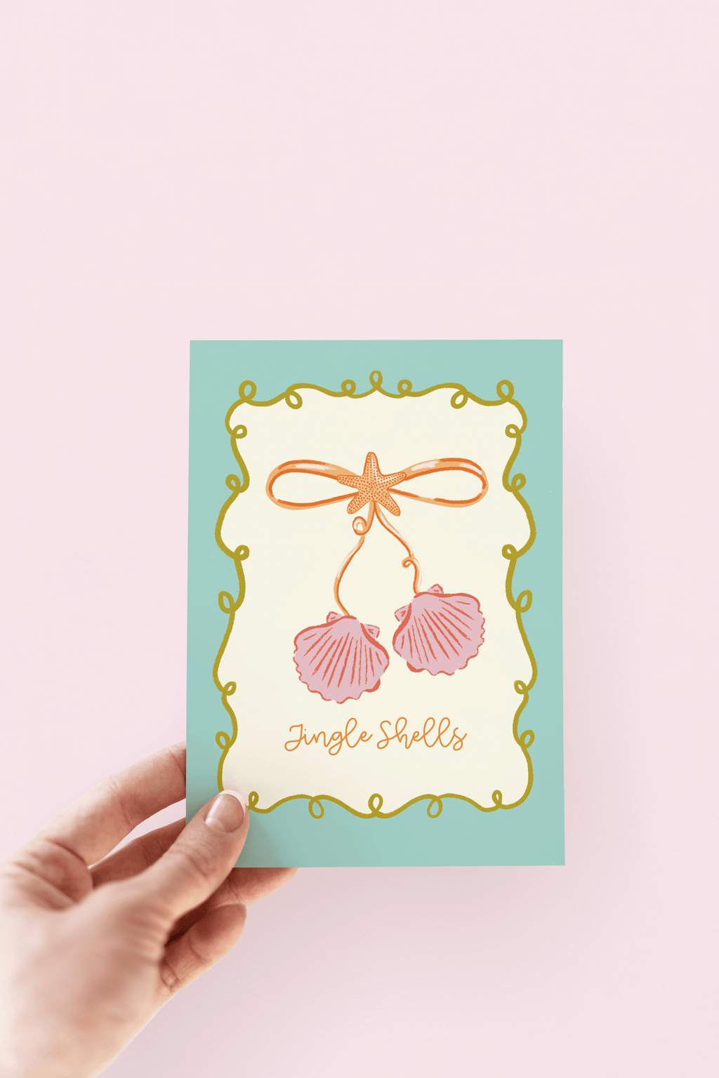 Jingle Shells Beach Coastal Seashell Holiday Greeting Card