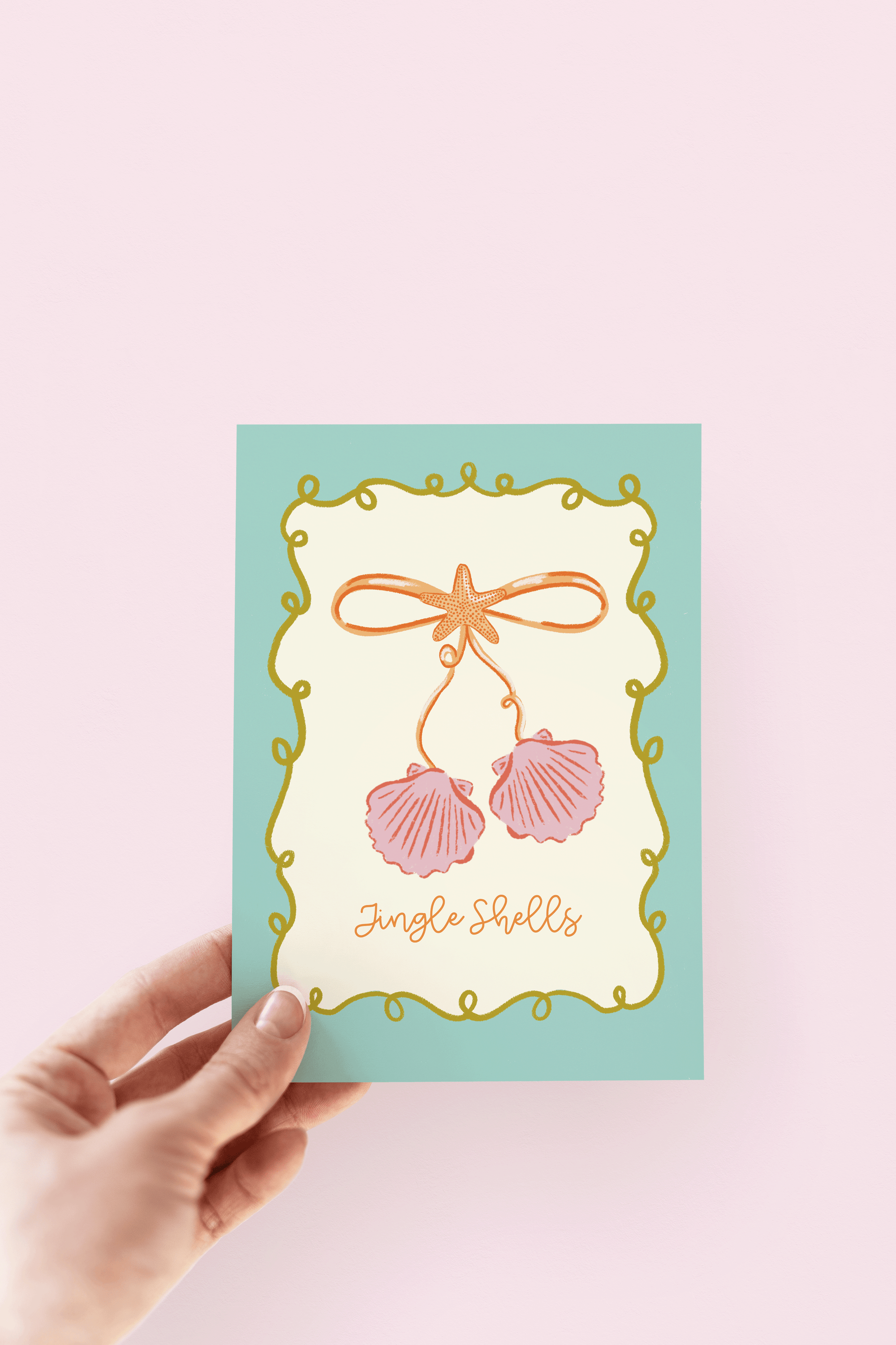 Jingle Shells Beach Coastal Seashell Holiday Greeting Card